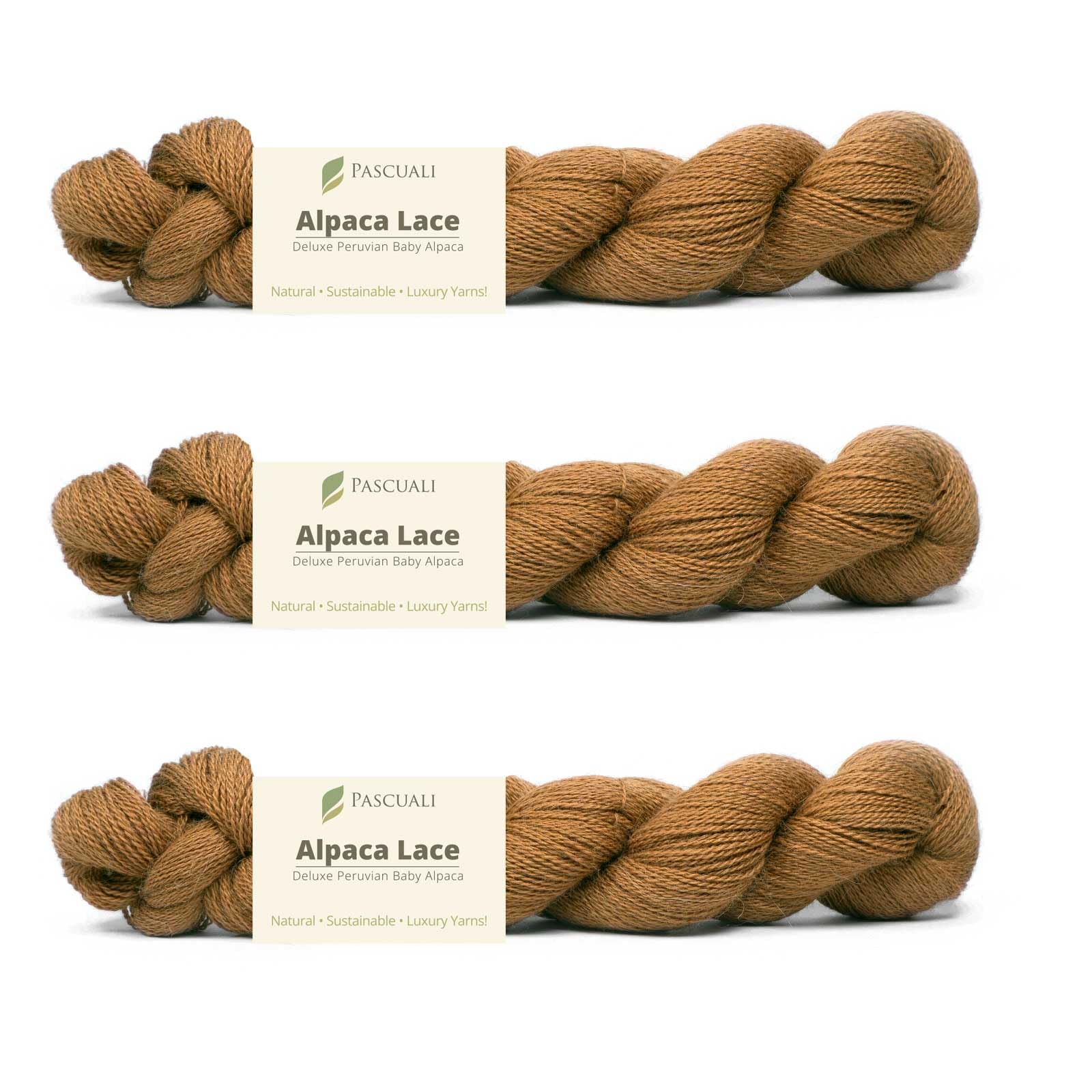 PASCUALI Alpaca Lace - Gomitolo di lana di alpaca, 100% lana di alpaca, per lavorare a maglia e all'uncinetto, set da 3 fili, 150 g, colore: noce 34