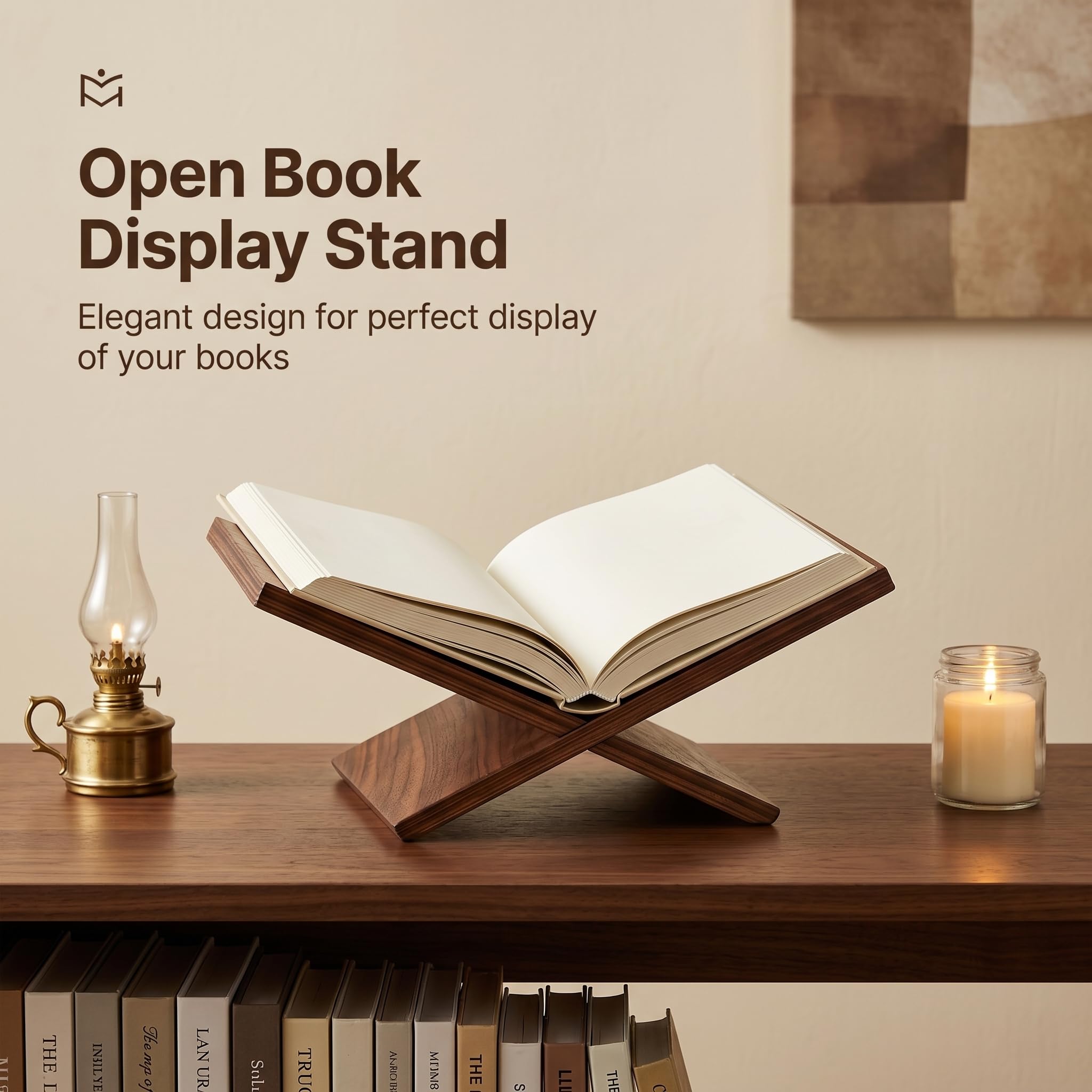 Support Livre Ouvert en Bois Massif, Porte Livre Bois, Pupitre de Lecture pour Coran, Bible, Porte Coran, Pupitre Musique pour Partitions, Magazines, Support de Livre de Cuisine, Marron, Cadeau