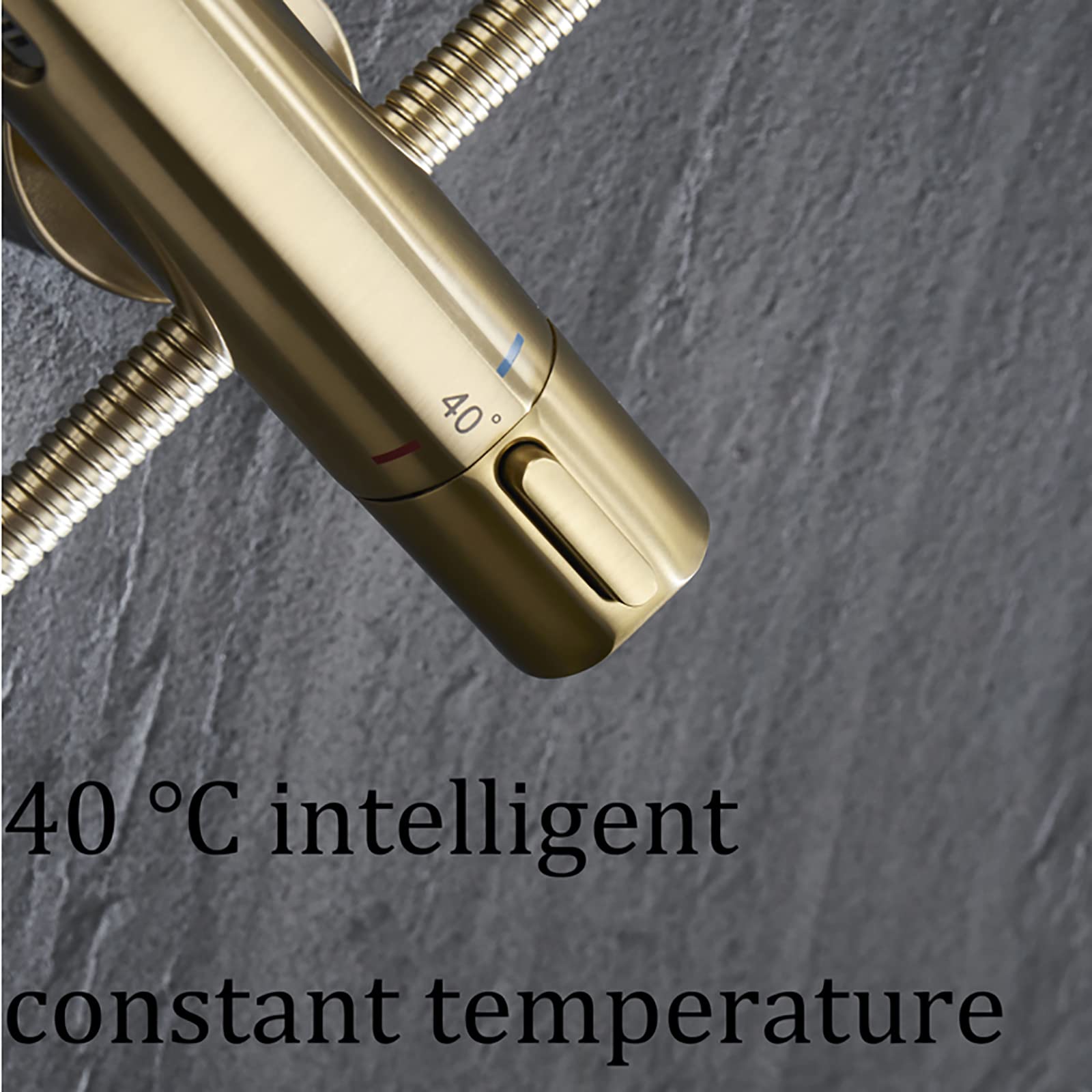 Sistema Doccia a Pioggia con soffione da 10 Pollici, Set Rubinetto termostatico a Parete, Cascata in Ottone, beccuccio per Vasca, doccetta a 3 modalità, Bidet S, Cromato (Nero)