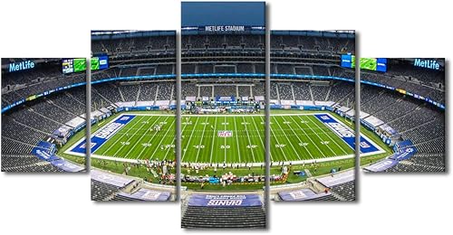 Vista 455 de Cuadros de estadios deportivos de fútbol americano de Minnesota, cuadros de vikingos, 5 paneles, lienzo para pared, arte de pared del estadio