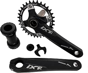 KOOZER Bicycle Crank Arm Set BCD 104 Road Mountain Bike Crankset With Bottom Bracket With 38T Single Chain Ring Chainrings (Blue