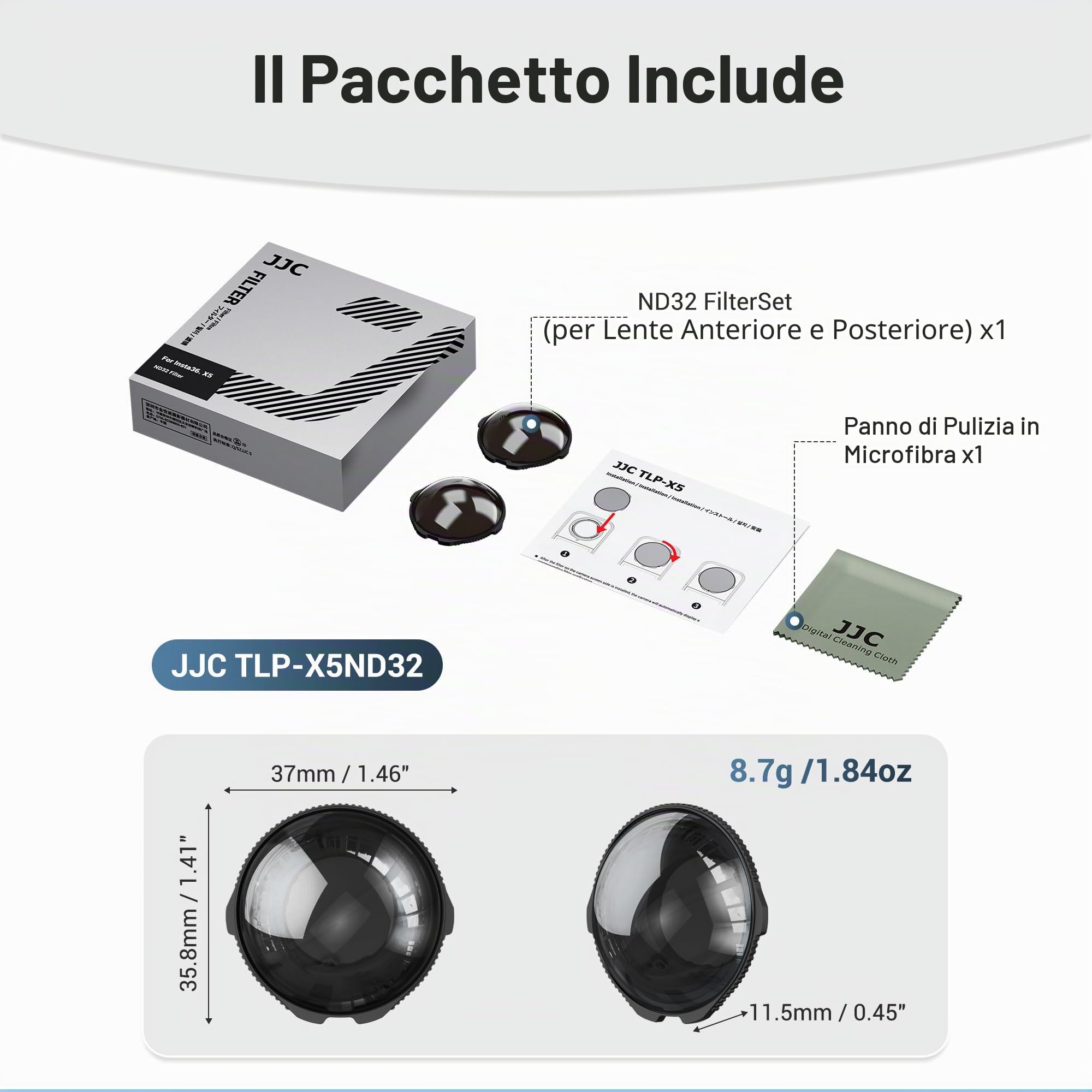 JJC X5 ND 32 Filtro Protezione lente per obiettivo Insta 360 X5 Accessori di protezione obiettivo