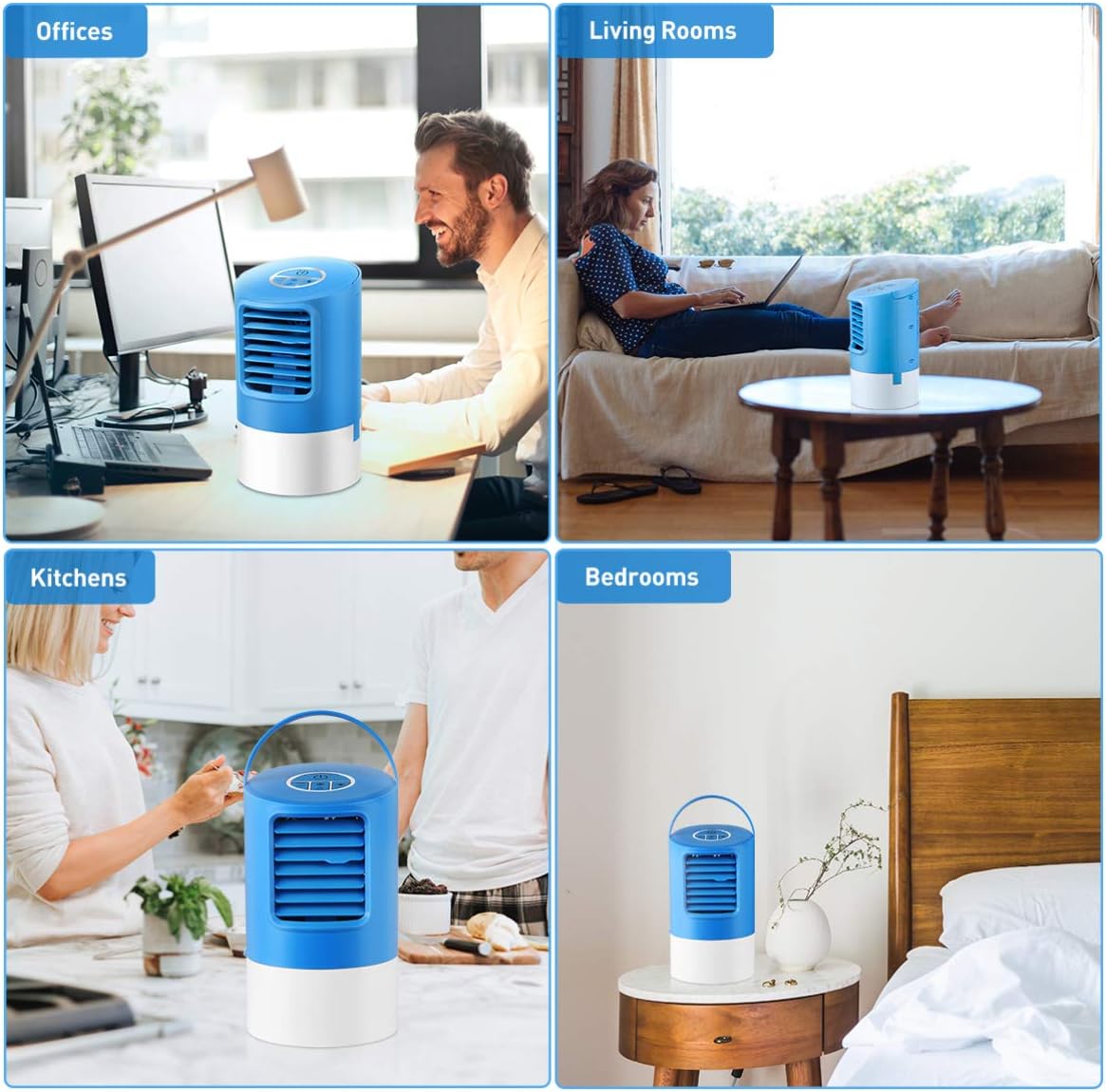 VOSAREA Air Conditioner Fan Easy to Use Personal Portable Desktop Cooling Fan for Home Living Room Office (US Plug)