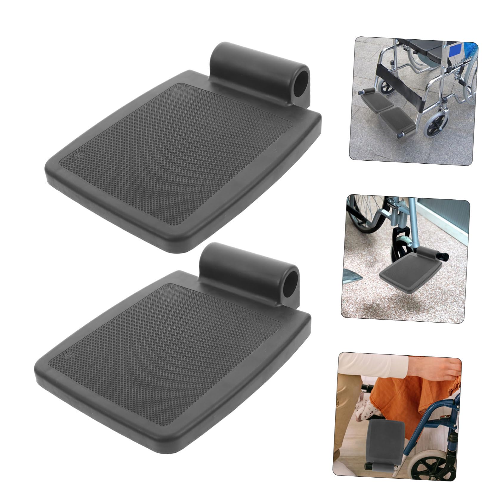 Reposapies de Silla de Ruedas 2 Piezas, Accesorio para Silla de Ruedas en Pp Negro, Antideslizante y Seguro, para Usuarios y Cuidadores
