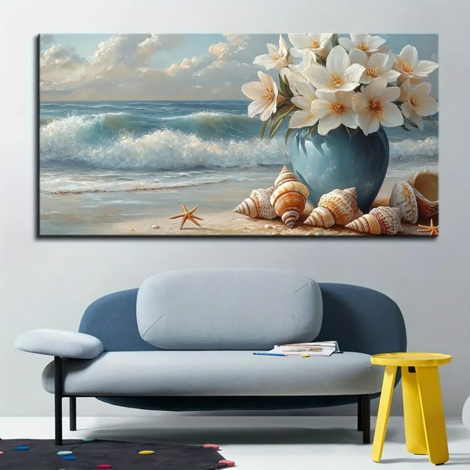 Toile murale de plage fleur marine TONGYINLI pour apaiser l'ambiance de la maison