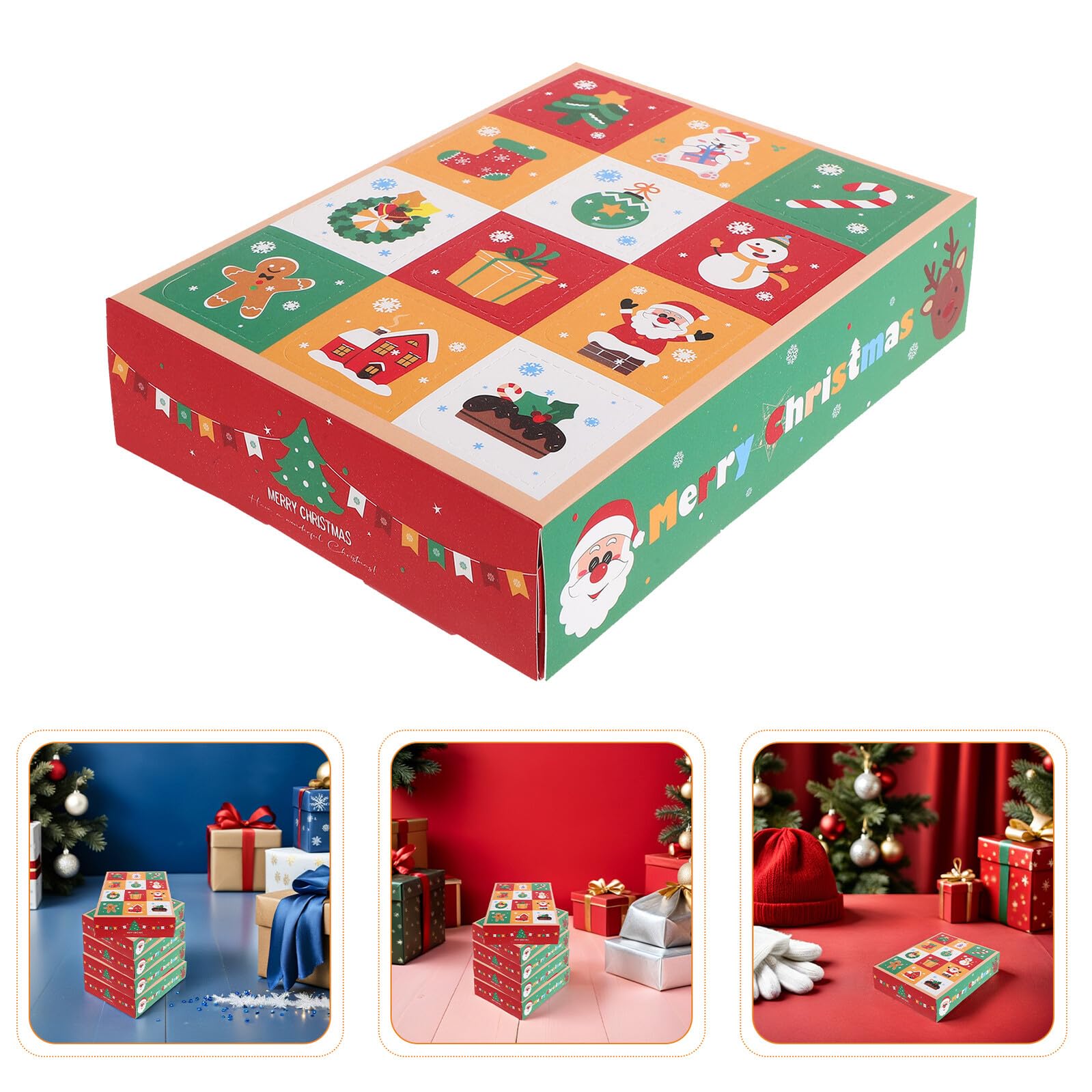 PENIKOKO 15 DIY Boxen Weihnachtsgeschenke Süßigkeitenboxen Gastgeschenke Leere Weihnachtsgeschenkbehälter Papier Süßigkeitenbehälter Befüllbare Countdown Süßigkeitenboxen