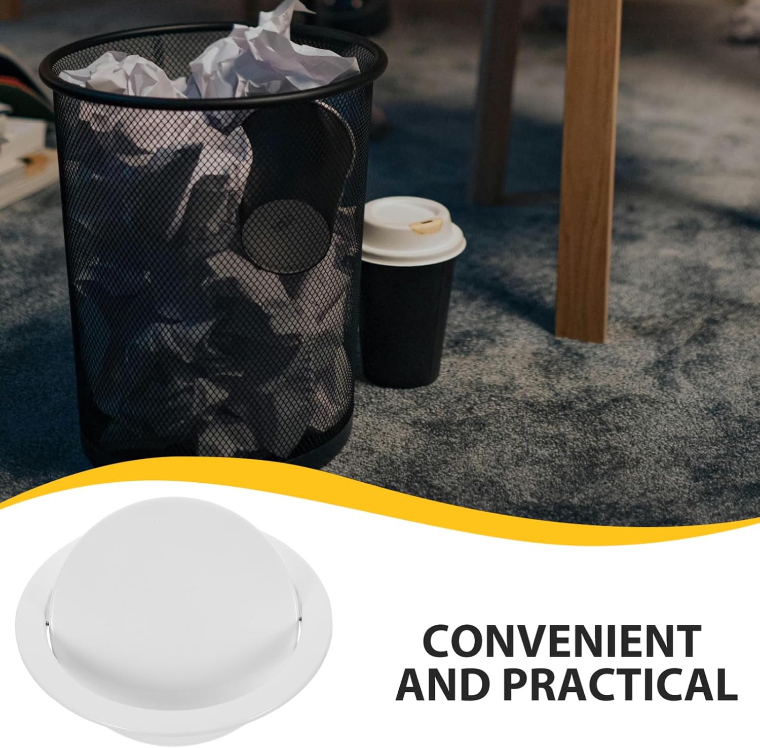 Angoily Steel Trash Can Lid Kitchen Recessed Flap Lid Trash Can Cover for Countertop Waste Bin