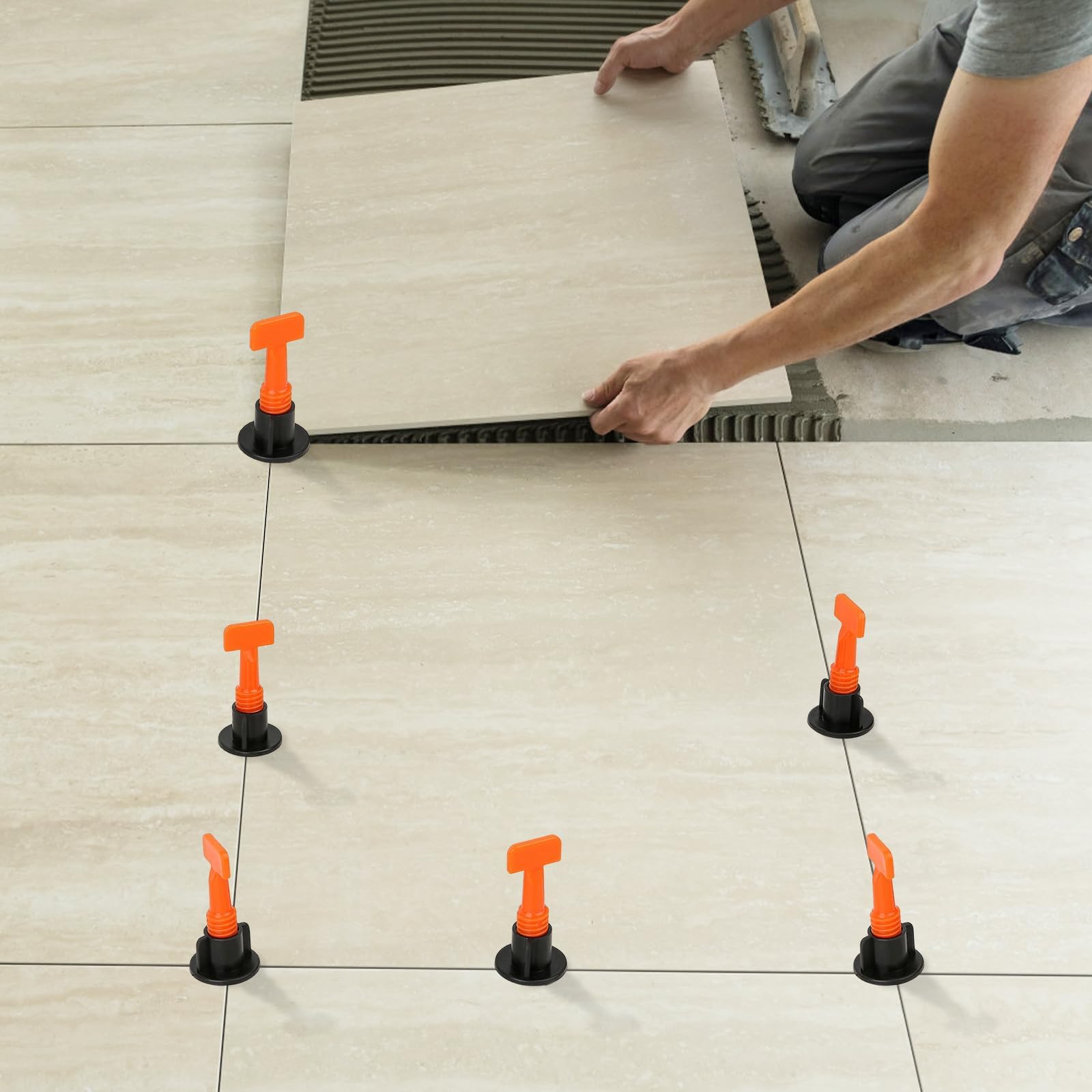 Storystore Kit di livellamento per piastrelle, 600 livellatori da 1/16", 3000 clip distanziali e 300 cunei in acciaio e 12 chiavi, sistema di livellamento riutilizzabili per installazione di pareti e