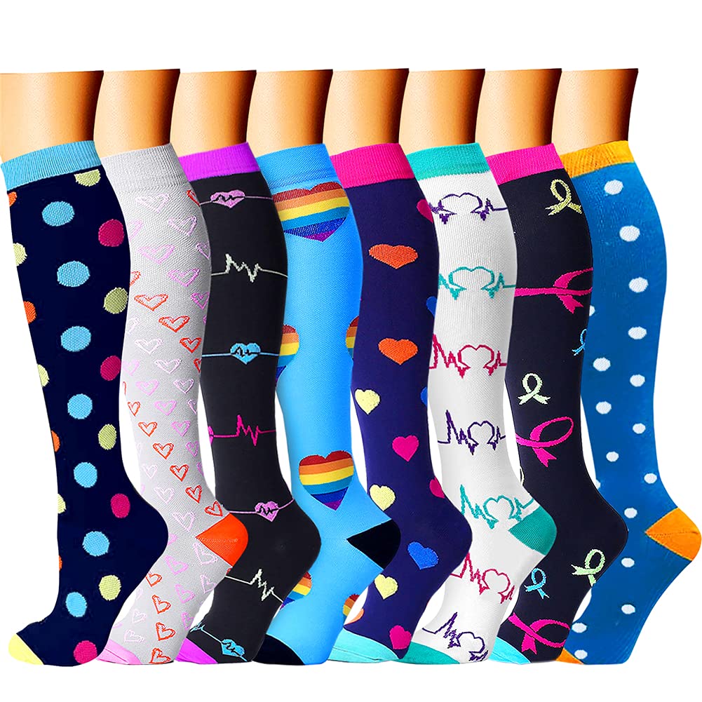 CHARMKING Compression Socks For Women Men Circulation 8 Pairs 15 20