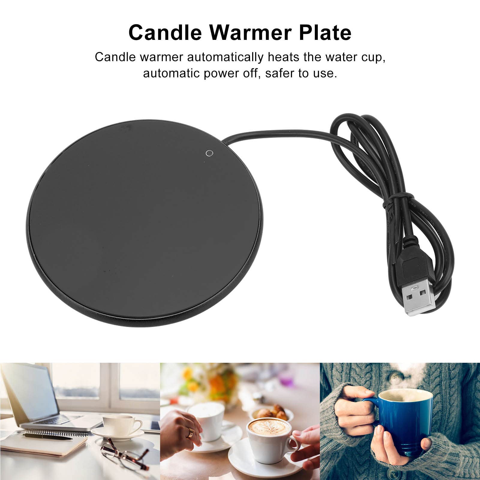 Ejoyous Scaldatazze con Connessione USB, scaldacaffè Piastra Scaldatazze Scaldatazze da caffè Temperatura Costante 55 °C per Casa, Ufficio e in Viaggio (Black)