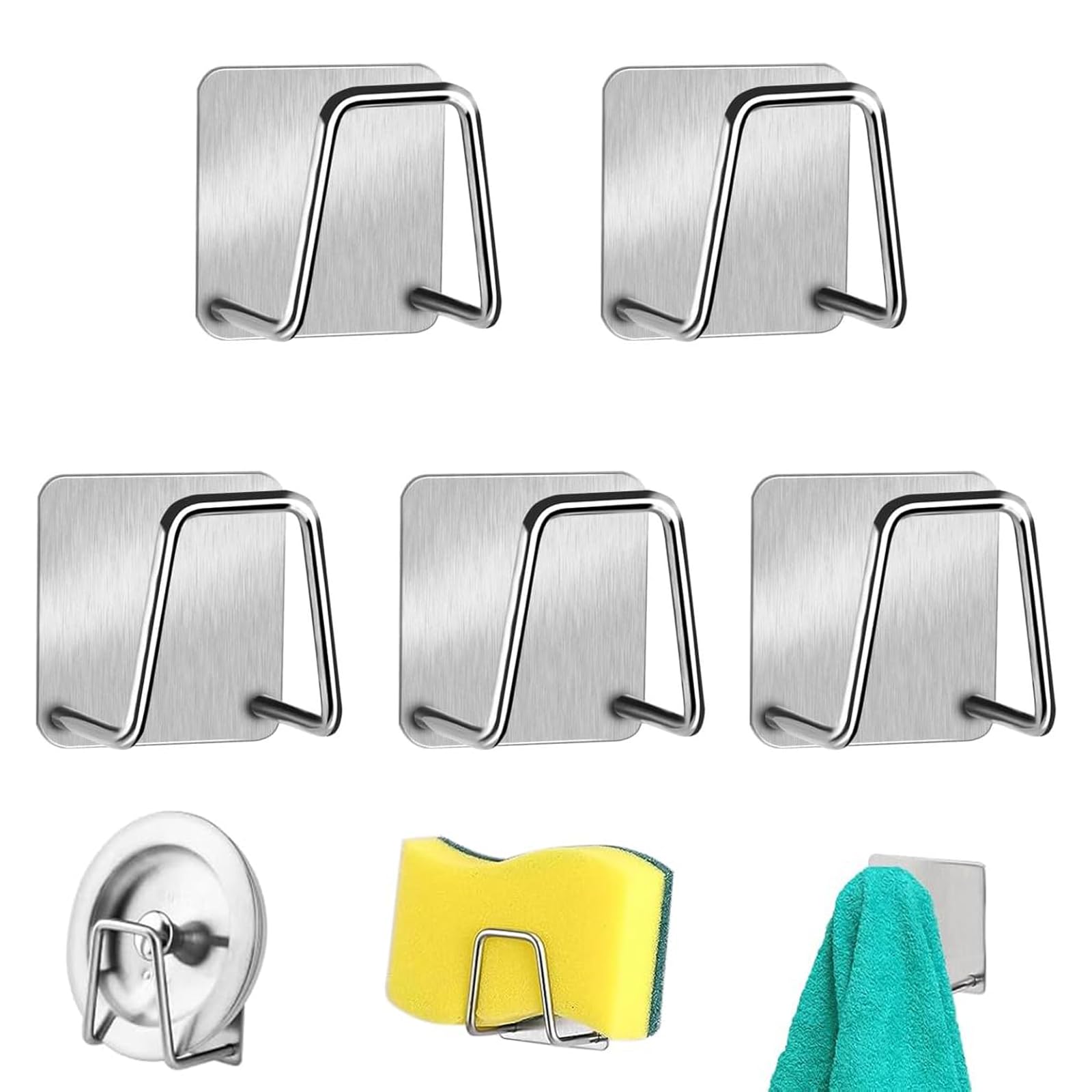 Ltsvbo Silver 5Pcs Stainless Steel Sponge Holder, Rustproof Dish Sponge Rack For Kitchen Sink, Quick Drying Rack For Kitchen Bathroom Storage