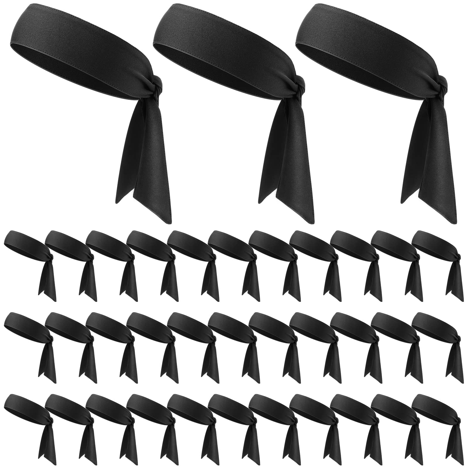 36 Stück Tennis-Krawatten-Stirnbänder für Damen, Herren, Kinder, Karate-Stirnband, Ninja-Stirnbänder, athletische Schweißbänder, schweißableitendes Stirnband, Haarband für Muay Thai, Sport, Tennis