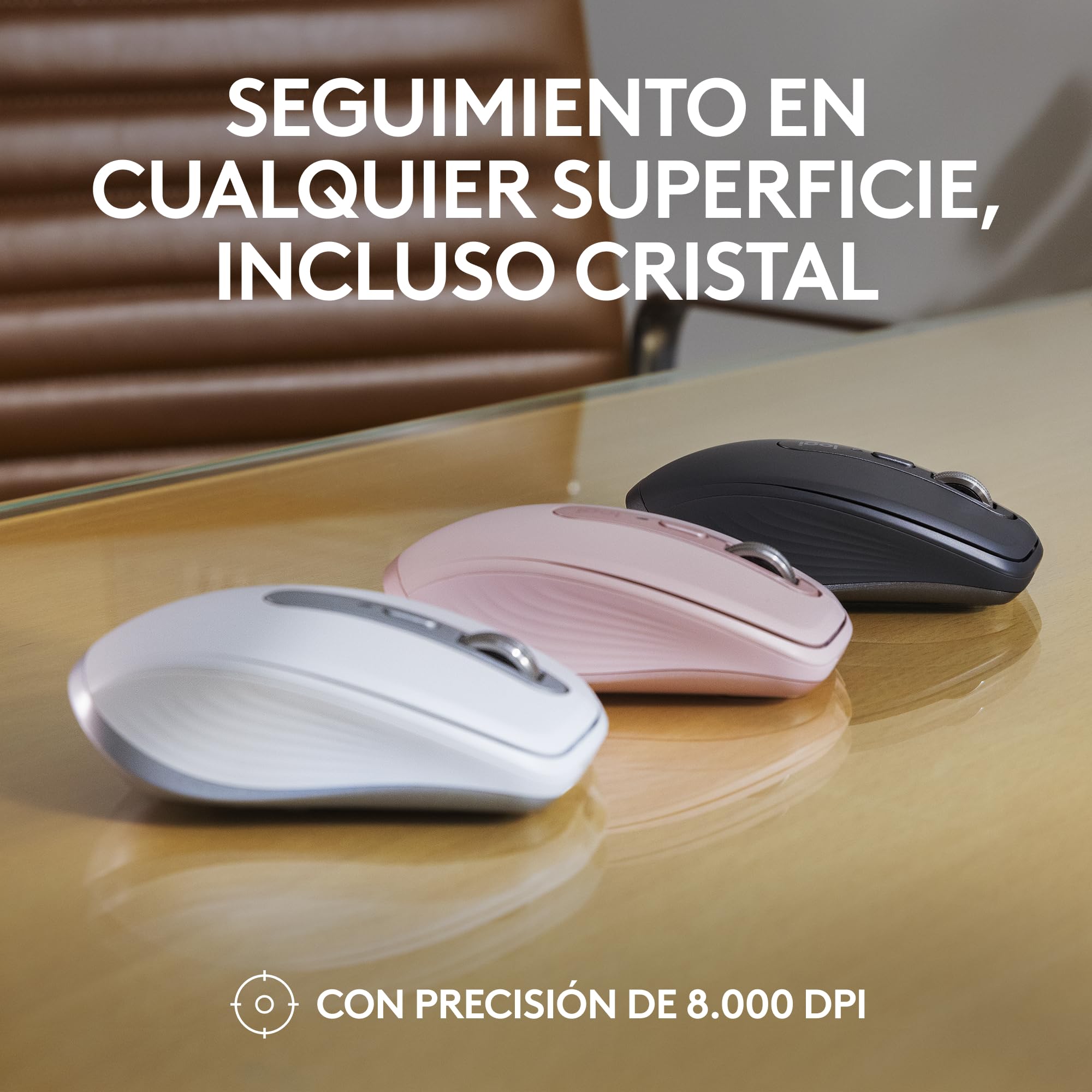 Logitech MX Anywhere 3S Ratón Inalámbrico Compacto, Desplazamiento Rápido, 8K dpi, Clics Silenciosos, Botones Programables, USB C, Bluetooth, Windows PC, Linux, Chrome, Mac - Gris
