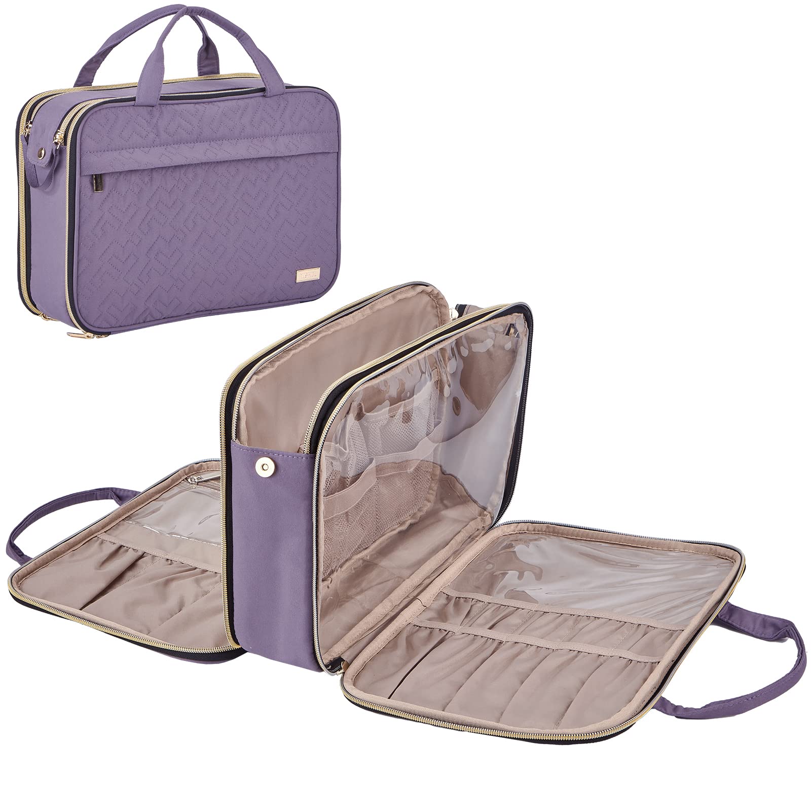 NISHELTravel Makeup Bag, Portable Cosmetic Organizer, Stand Up Toiletry Bag, Travel Cosmetic Case for Travel Sized Toiletries, Purple