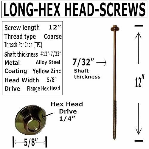 Miniatura 2 de BRAUNY BOY - Tornillo de madera de construcción extra largo con retraso estructural de alta resistencia #12 x 12 pulgadas - Revestimiento de zinc