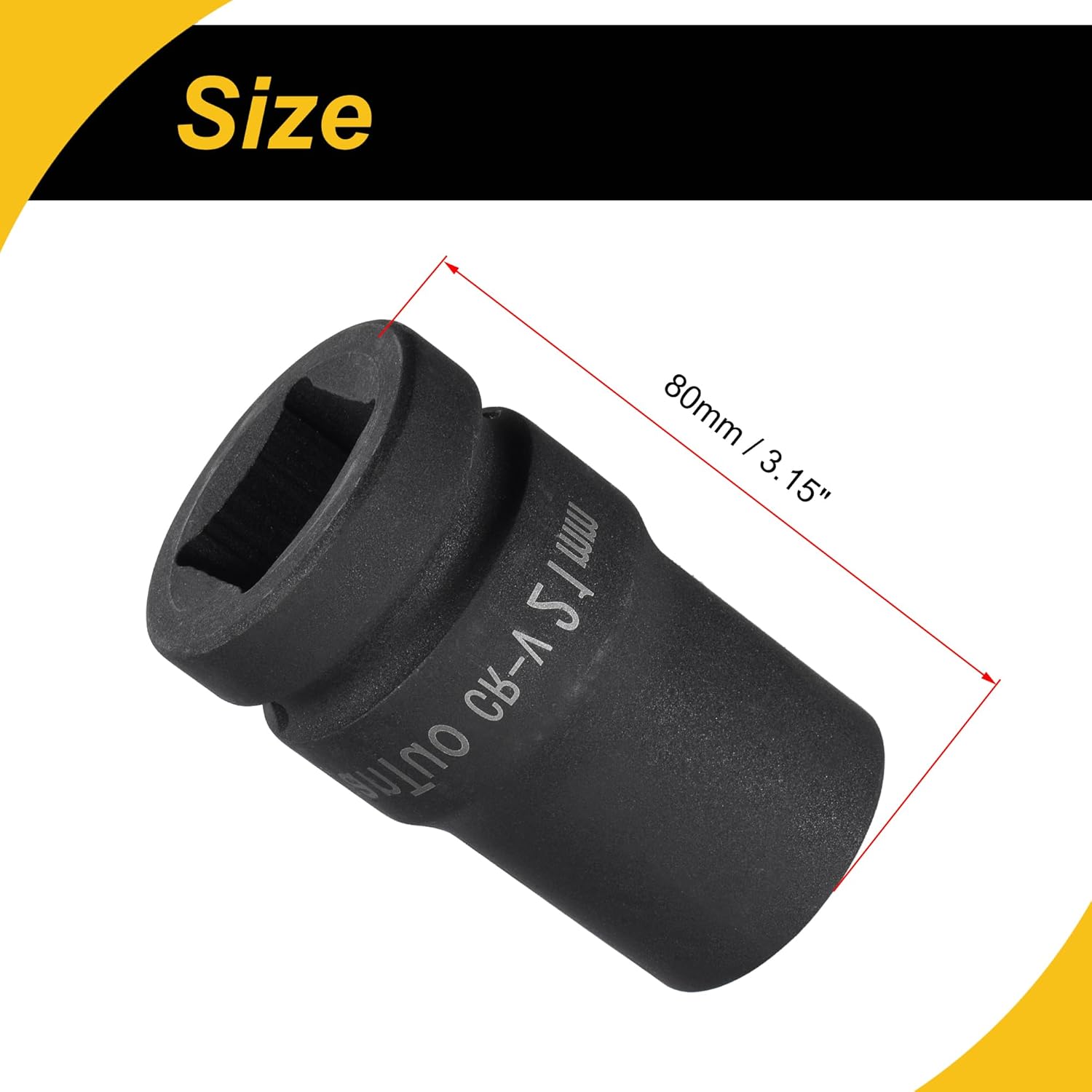 1" Drive by 21mm Square Impact Socket, 80mm Length CR-MO, Standard Metric Sizes