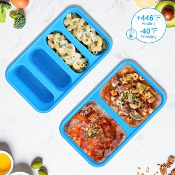 Silicone Freezer Moulds with Lids, 2 Pack Soup Freezer Containers