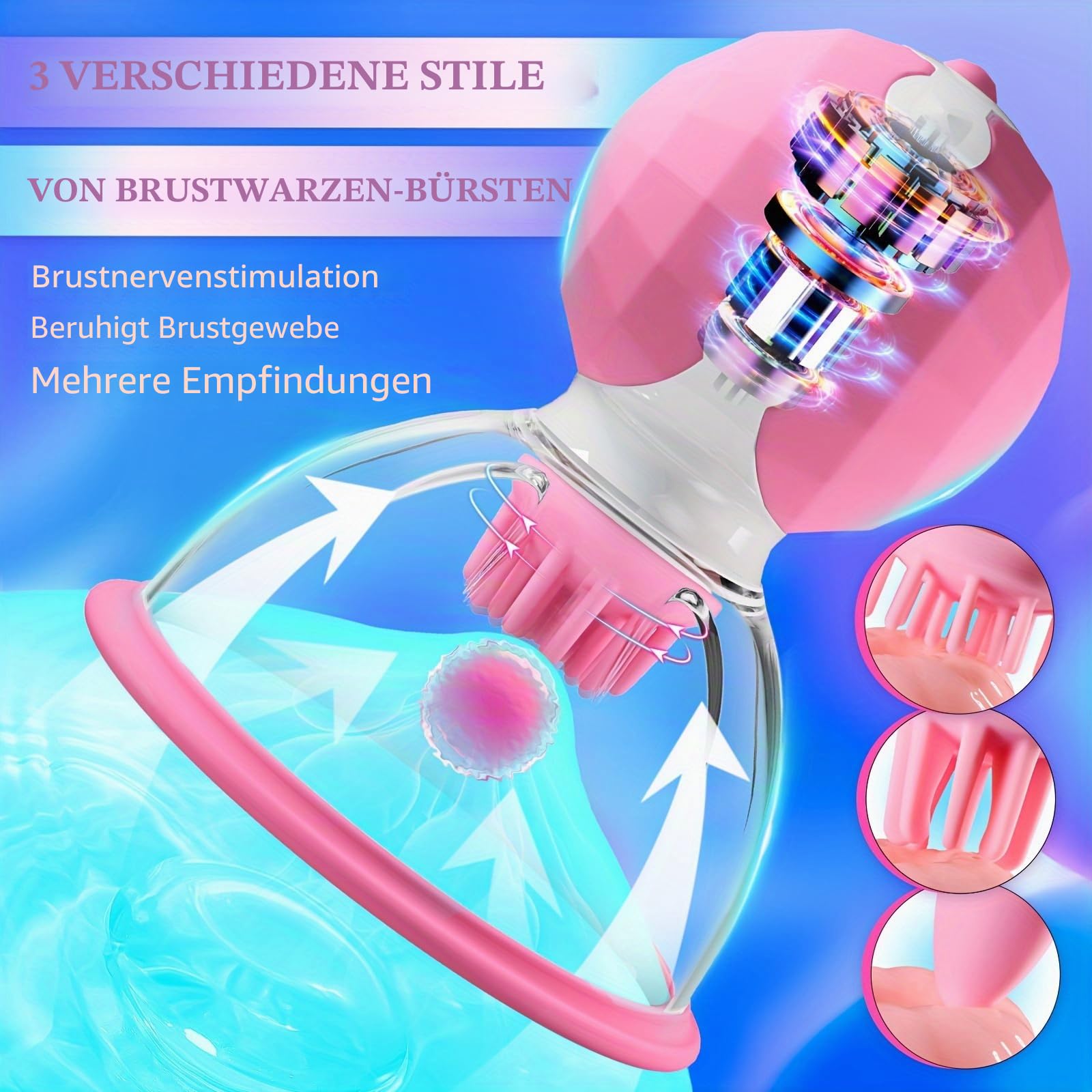Nippel Vibrator mit 10 Vibrations und Saugmodi für Frauen, Brustwarzen Stimulator 6 Köpfen, Brustmassagegerät Sexspielzeug Frauen Klitoris Vibration Sex Spielzeug die Paare