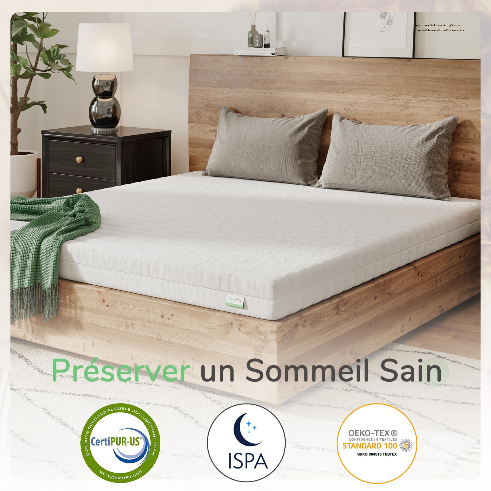 Novilla Matras, 140 x 200 cm, H2 en H3, 7 zones, koudschuimmatras, overtrek 60 graden, wasbaar, schuimrolmatras, 2-in-1, Oeko-Tex-gecertificeerd, hoogte 14 cm