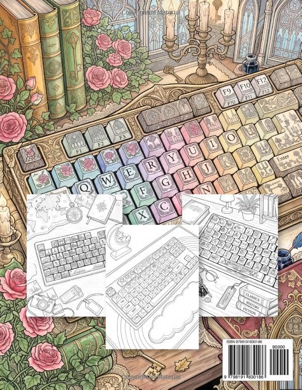 Keycap & Mechanical Keyboard Coloring Book for Adults: Cute Keycap Designs, Custom Keyboards, Animals, Flowers, Food, Fantasy, Seasons & Creative Desk Setups image 3