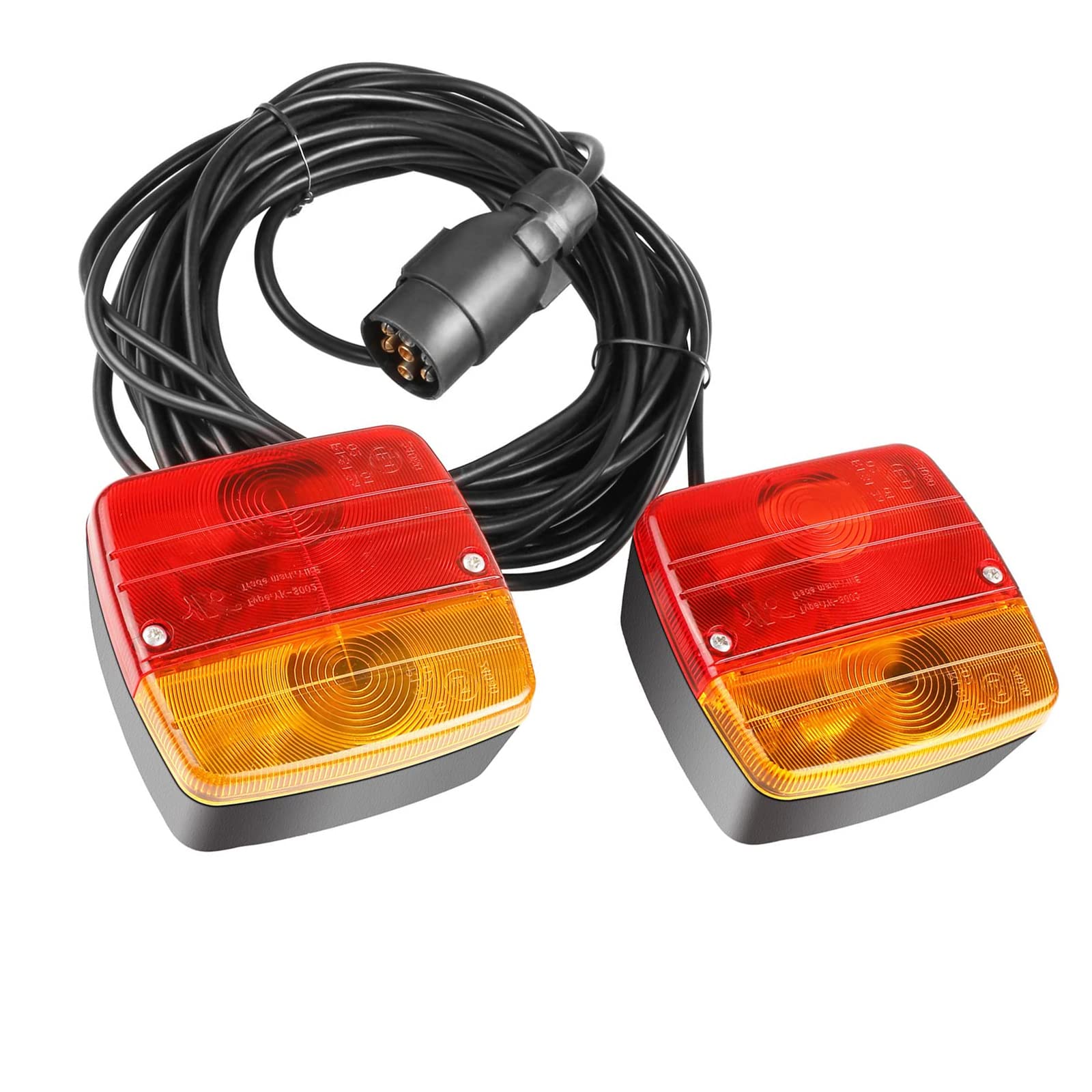 WANGCL Kit de feux de remorquage LED magnétiques pour remorque - Câble de 7,3 m avec prise à 7 broches - 12 V - 21 W