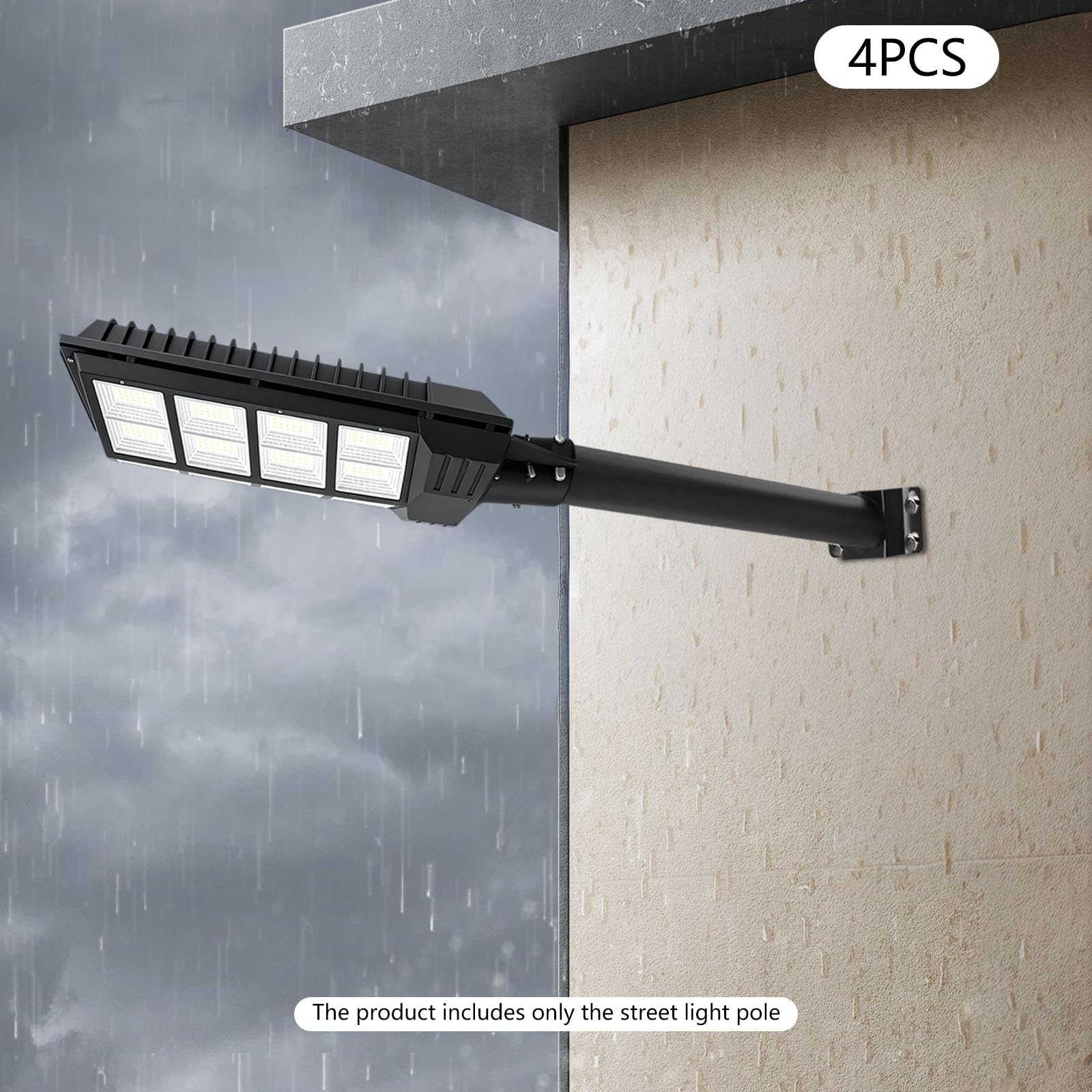 Lot de 4 supports de mât pour lampadaire sans perçage - Supports de mât de lumière - Mât d'antenne pour antennes TV, satellite, radio et Wi-Fi - Noir