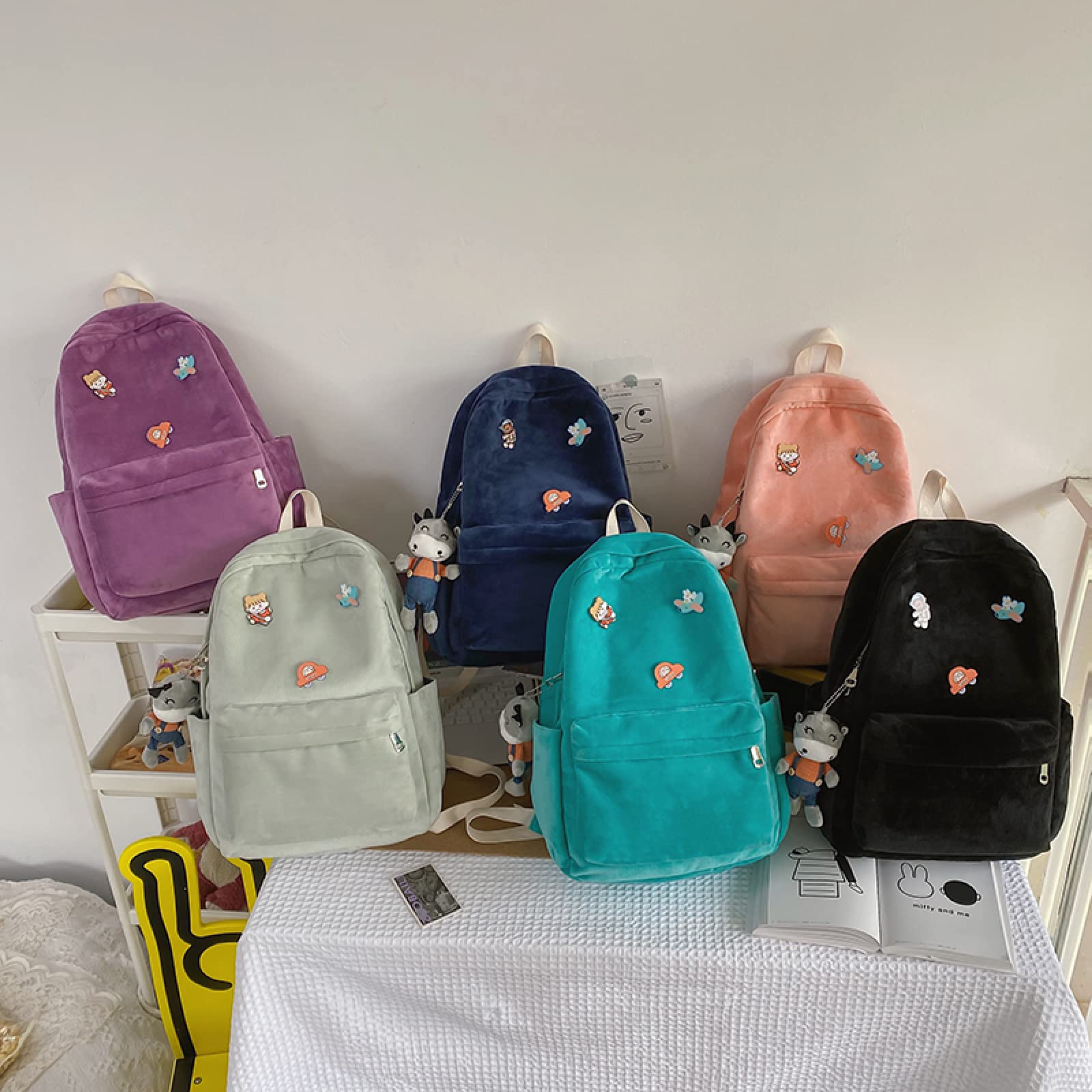 College-Rucksack Damen Cord Schultasche Jugend kawaii Uni-Rucksack Damen einfache Damen Reisetasche
