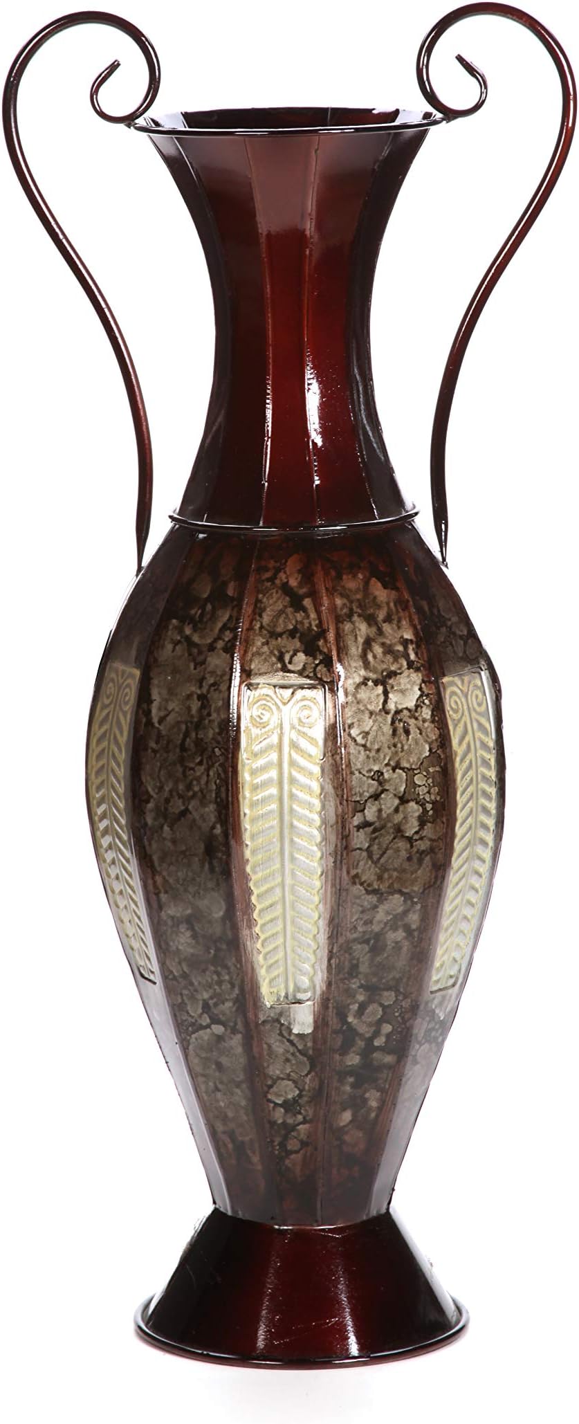 Elegant Expressions Pack of 2 by Hosley 2-Tone Metal Vase with Handles, Black and Silver