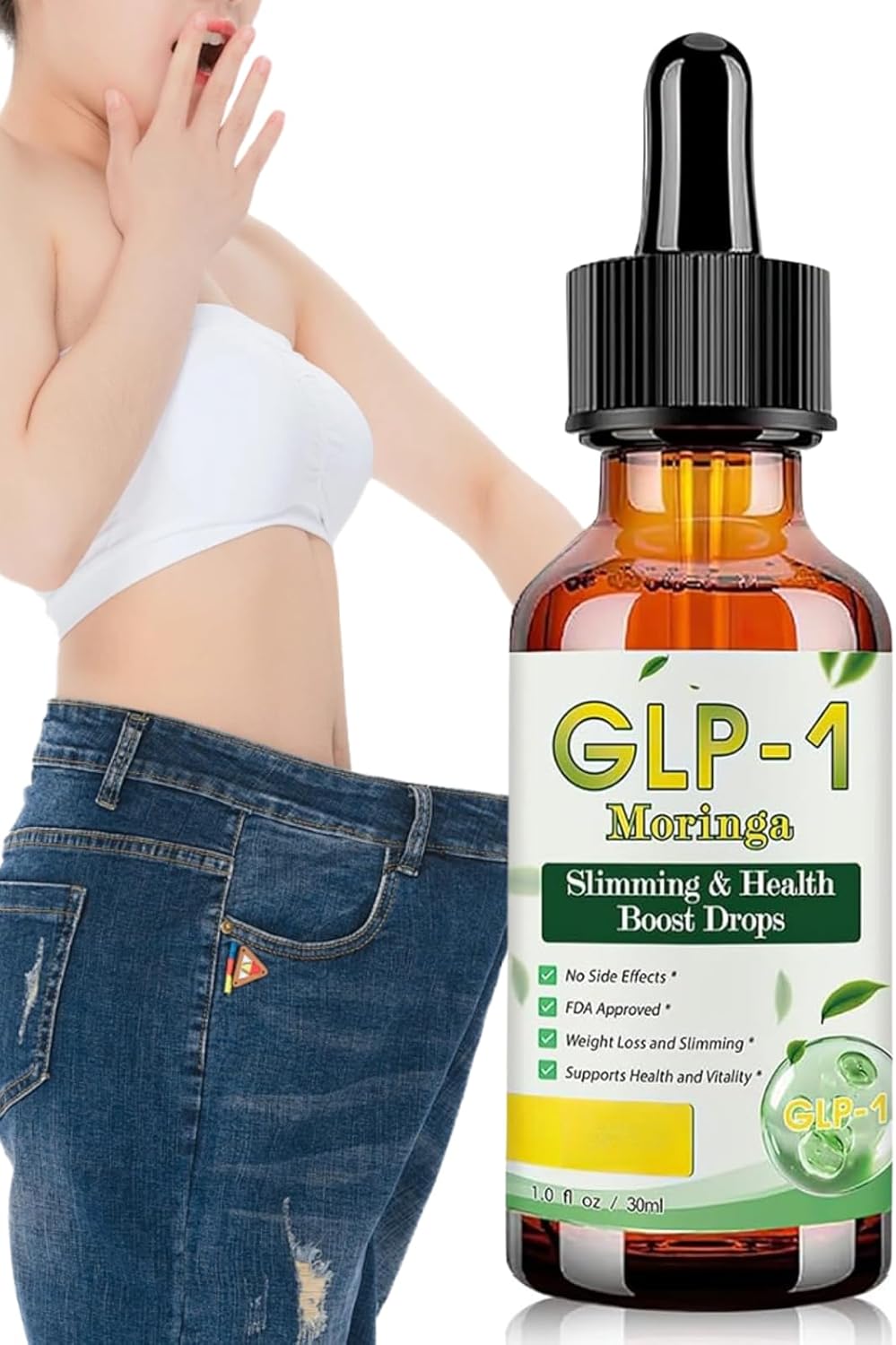 G-LP-1 Moringa Drops | G/LP-1 Oral Solution & Slimming Drops for W-eight Management, Natural Plant Extract Formula to Support Metabolism & Firming Skin, 30ML Liquid Drop Supplement for Men & Women