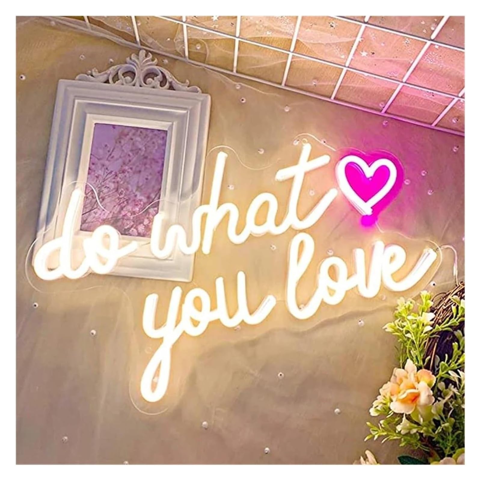 Fai ciò che ami, ubriaco d'amore, insegna al neon a LED per compleanno, addio nubilato, casa per stanza negozio(Bianco)