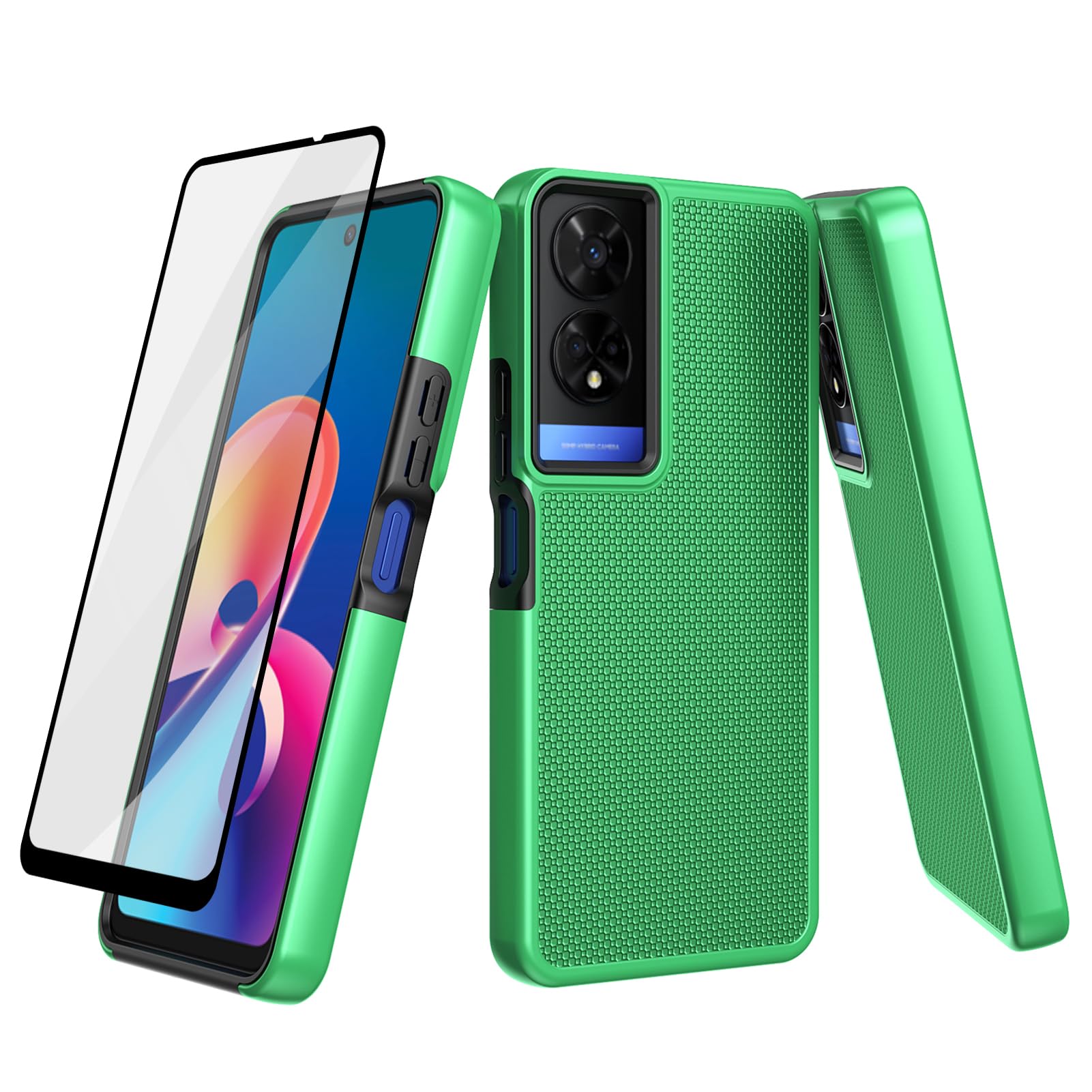 Ailiber for TCL 50 XE Case, with Screen Protector, Dual Layer Shockproof Protective, Silicone Bumper Non Slip Back, Heavy Duty Rugged Cell Phone Cover