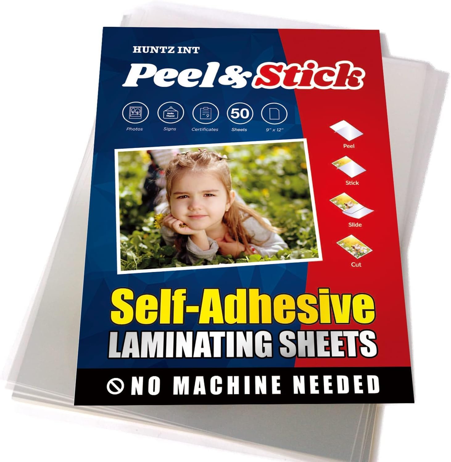 Pack of 50 Self-Adhesive Laminating Sheets 9x12 – Letter Size, 4 mil, Clear Laminate Sheets, Self-Sealing, No Machine Needed, for Protecting Documents, Photos
