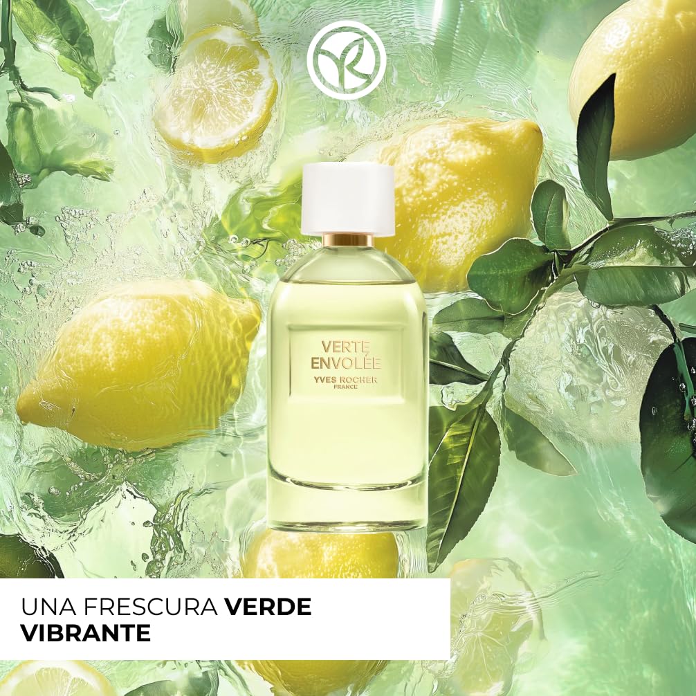 Yves Rocher Eau de Parfum para Mujeres Verte Envolée PLEINES NATURES 100 ml | Perfume para Mujer cítrico té con limón, rosa y té negro – Idea de Regalo - 92% origen natural - Fabricado en Francia