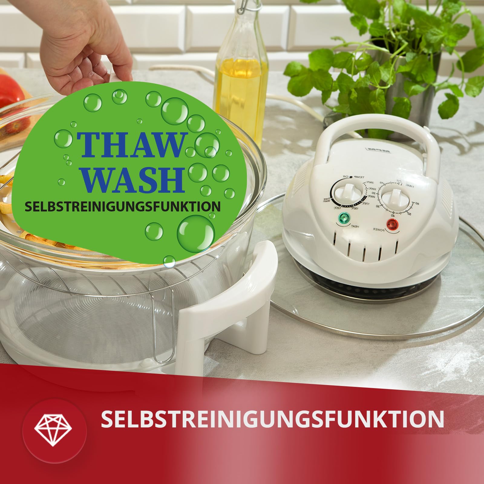 MPM MKO-01 Mini Piekarnik Elektryczny - Multicooker - z Funkcją Samoczyszczenia - Piekarnik Halogenowy - do Gotowania, Rozmrażania, Pieczenia i Opiekania - Pojemność 17l