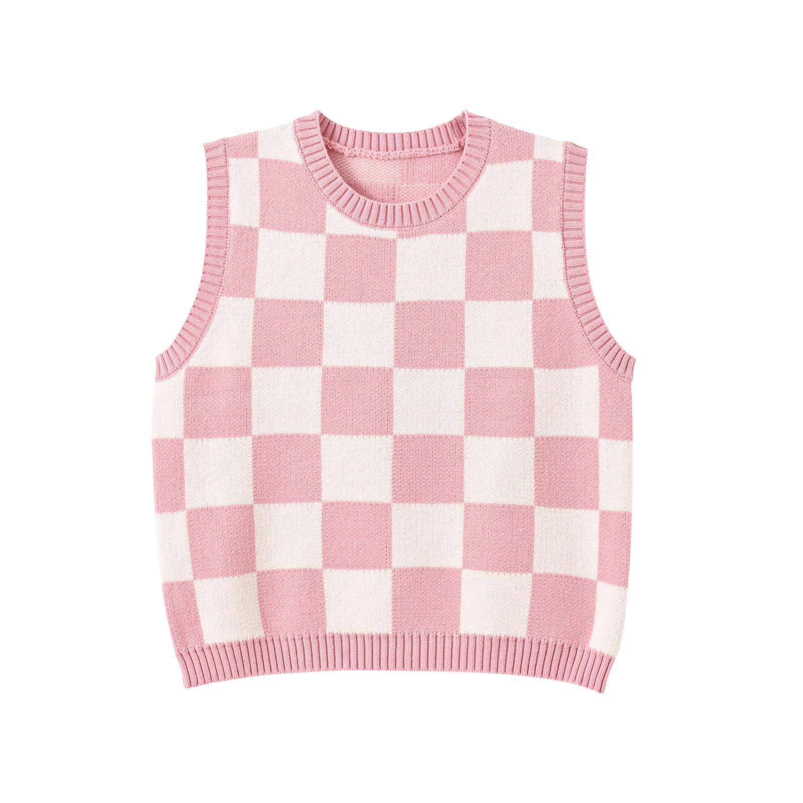 Women's Sweater Vest,Y2K Sleeveless Pattern Preppy Style Knitted Crop Tank Top for Girl