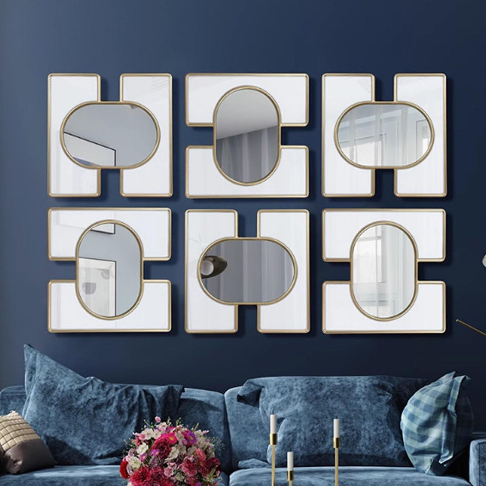 DAJIAYIQI Mirror Wall Decor, Modern Art Decorative Mirror, Wall Art Decor for Bedroom Living Room Entryway Dining Room Hallway(6pcs)