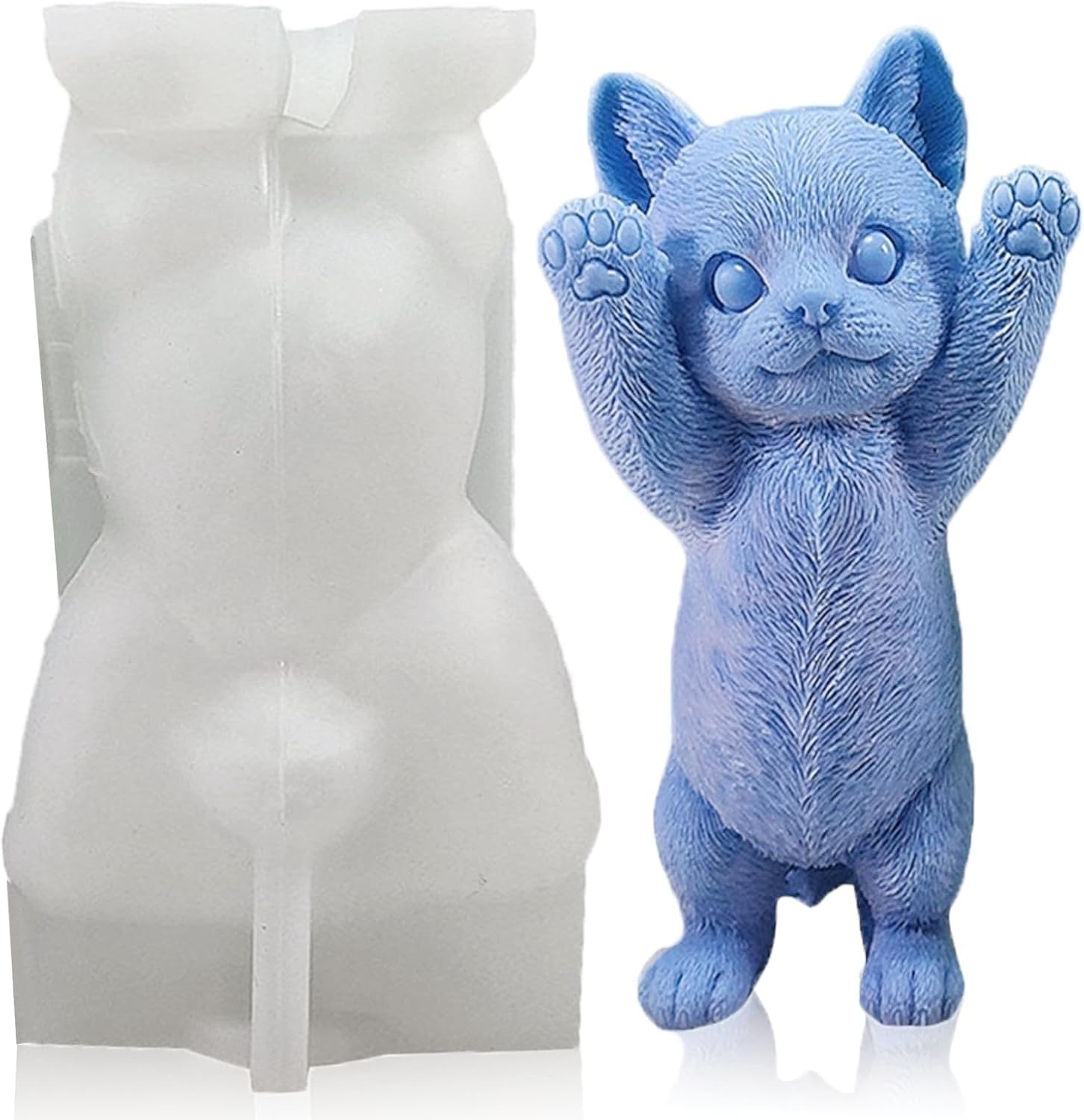 Cat Silicone Mold, Large 3D Cat Resin Mold, Silicone Molds for Epoxy Resin, Candle Soap Making, Silicone Plaster Concrete Polymer Clay Mould DIY Art Crafts for Home Decor (B)