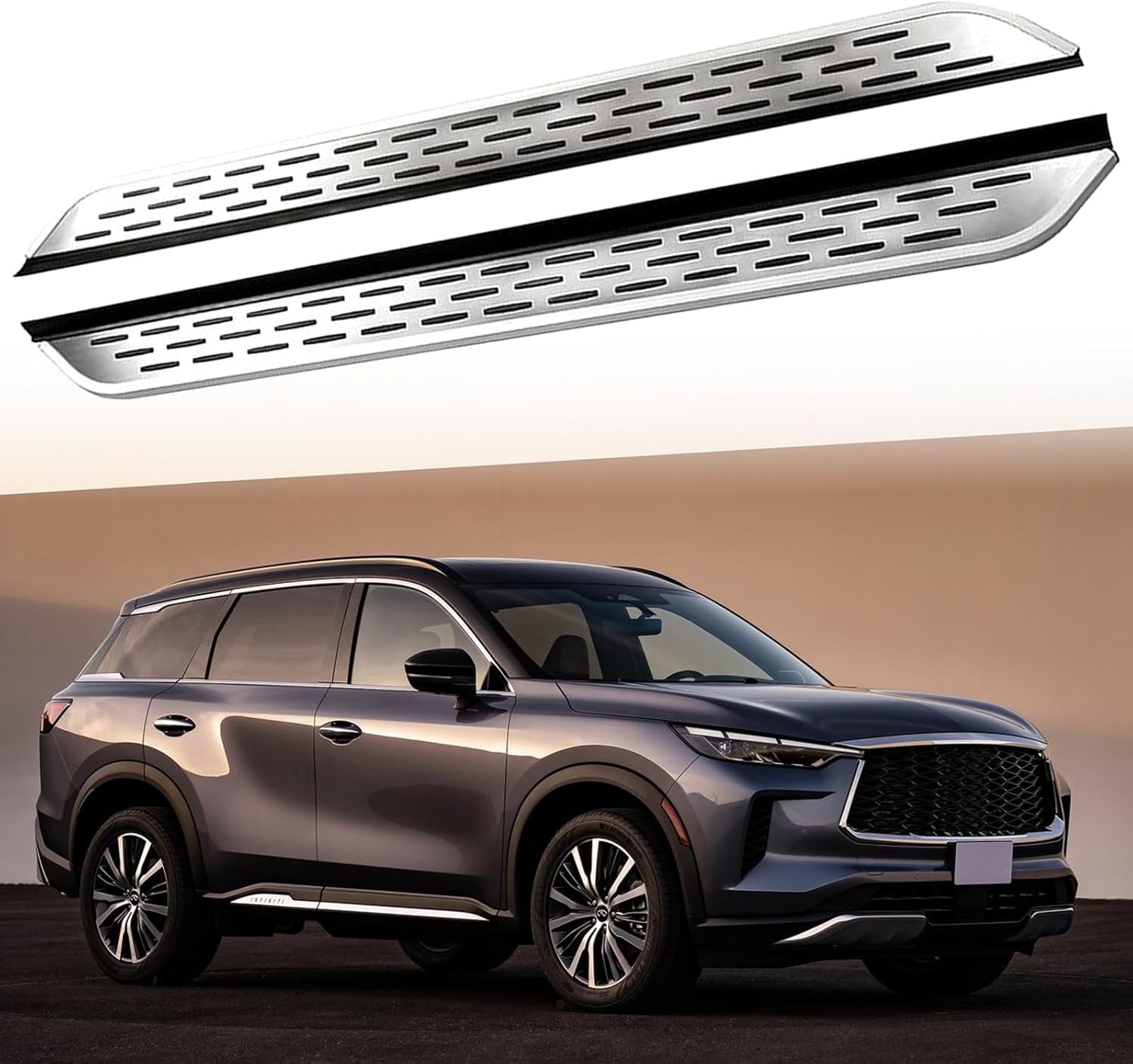2Pcs Side Steps Pedal Nerf Bars Fits for New Infiniti QX60 2022 2023 2024 2025 Silver Running Boards