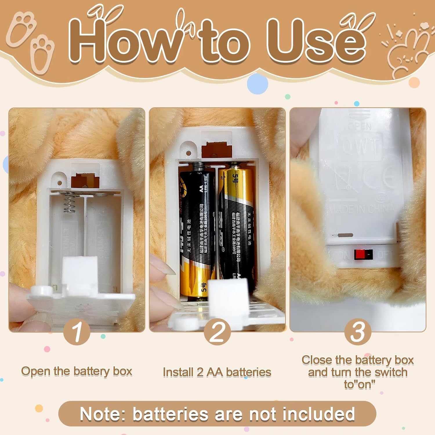 Realistic Bunny Toy, Easter Bunny Plush Toy, Interactive Hopping Rabbit with Carrot, Robot Bunny with Sounds, Wiggling Ears, Twitching Mouth and Nose, Easter Basket Birthday Gift (Brown) - Image 7