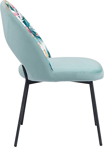 Miniatura 4 de Zuo Moderno - Bethpage Silla de comedor (juego de 2) estampado multicolor y verde - moderna - asiento - acero, madera contrachapada, espuma, 100%