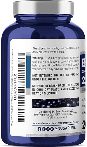 Miniatura 3 de NusaPure Grosella negra equivalente a 2500 mg por cápsula 200 cápsulas vegetales (polvo, extracto 10:1, vegano, sin OMG y sin gluten)