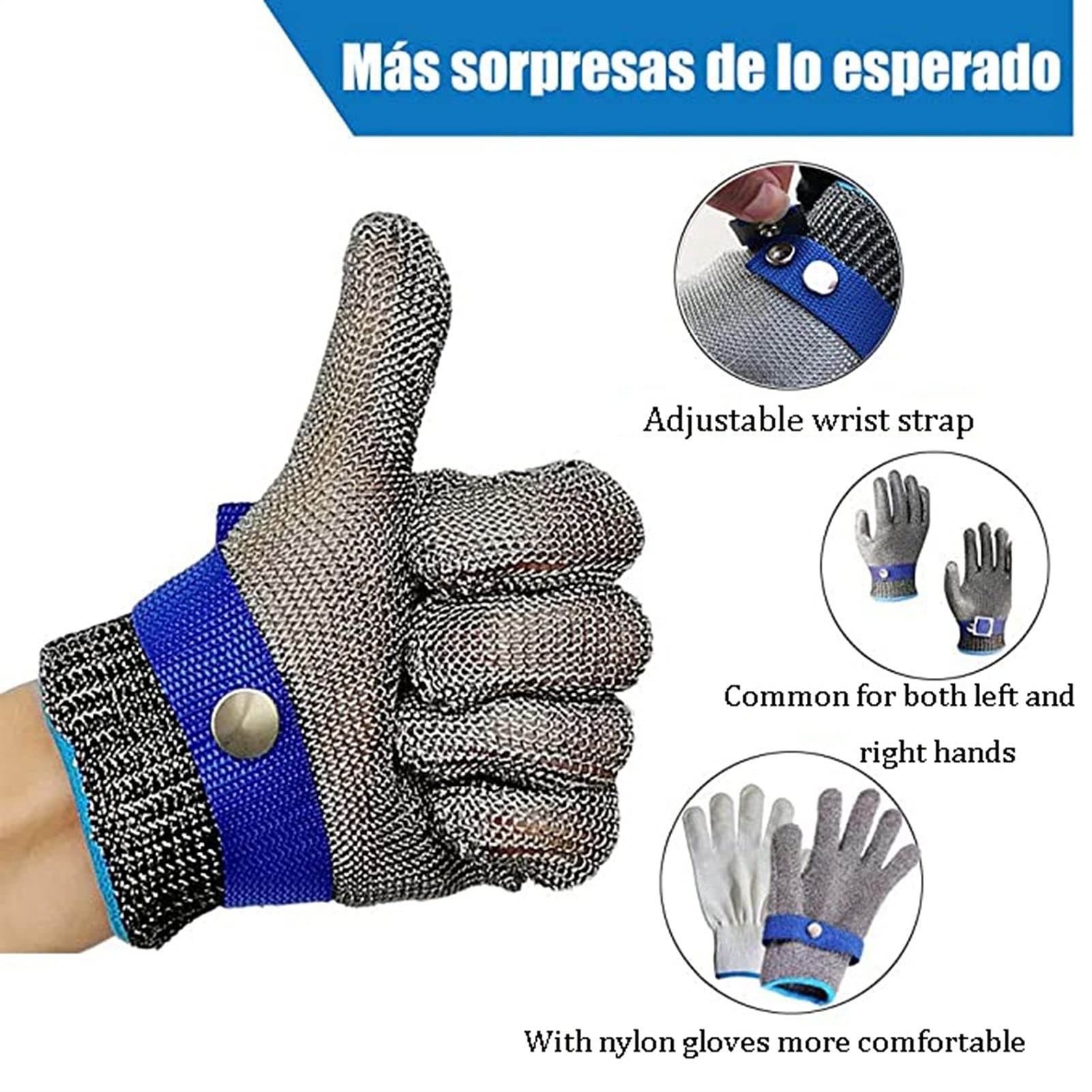 WXYZ Guantes Resistentes al Corte de Metal Pesado, Guantes de Trabajo de Seguridad de protección de Clase 5, retiro, eliminación de ostras, Guantes de Grado alimenticio de Cocina