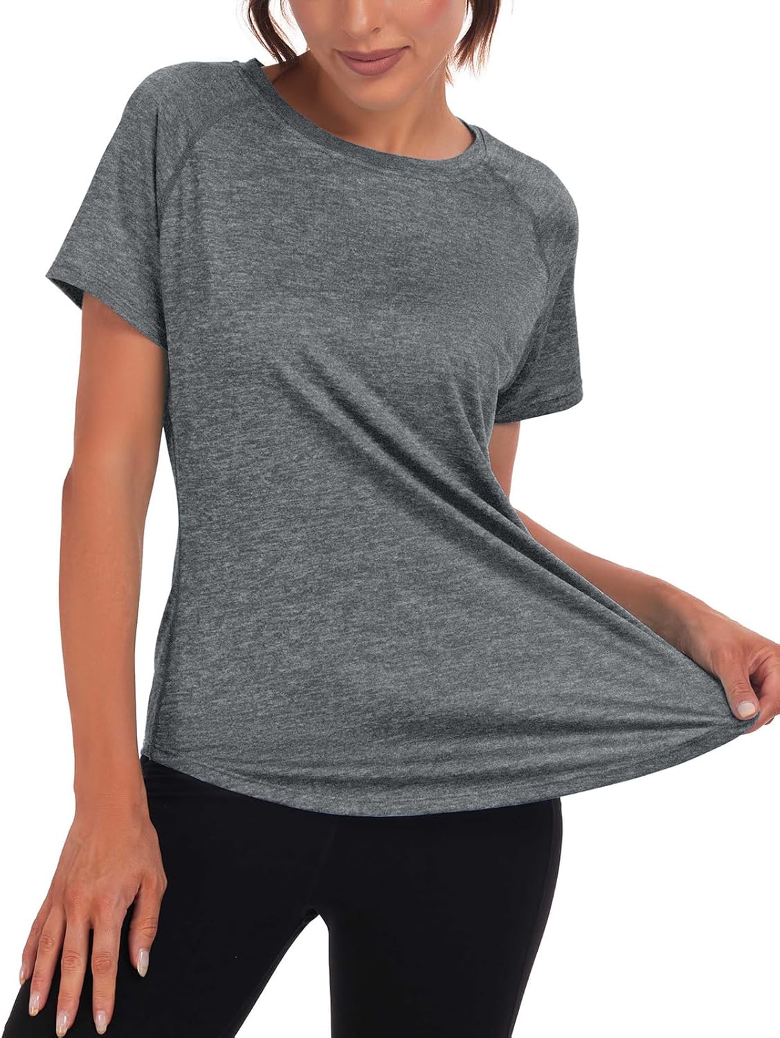 Women's Long Workout Tops,Short Sleeve Dry-Fit Mesh Open Back Loose Fit Gym Athletic Running Shirts Exercise Tee - Image 3