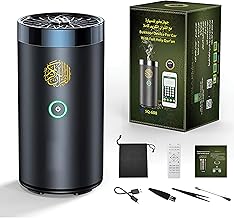 Car Bakhoor Burner with Quran Speaker, 2 in 1 Portable Arabian Electronic Aroma Diffuser with Quran Speaker Rechargeable USB-C Incense Burner for Car, Office, Home, Bedroom (Cylindrical Large)