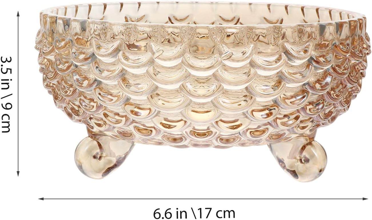 Cabilock Glass Footed Bowl Glass Bowls for Dessert Snack Fruit Nuts or Dip Bowls Candy Dishes Noodle Pho Snack Fruit Oatmeal (Amber) : Home & Kitchen