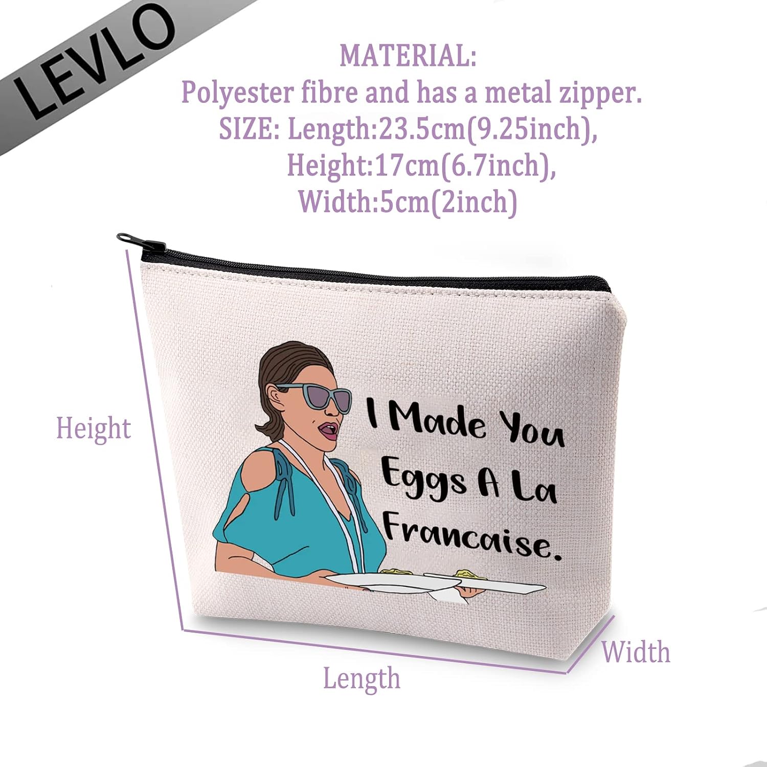 LEVLO Funny Housewives Gifts I Made You Eggs A La Francaise Makeup Bags Housewives Party Gifts, La Francaise - Image 3