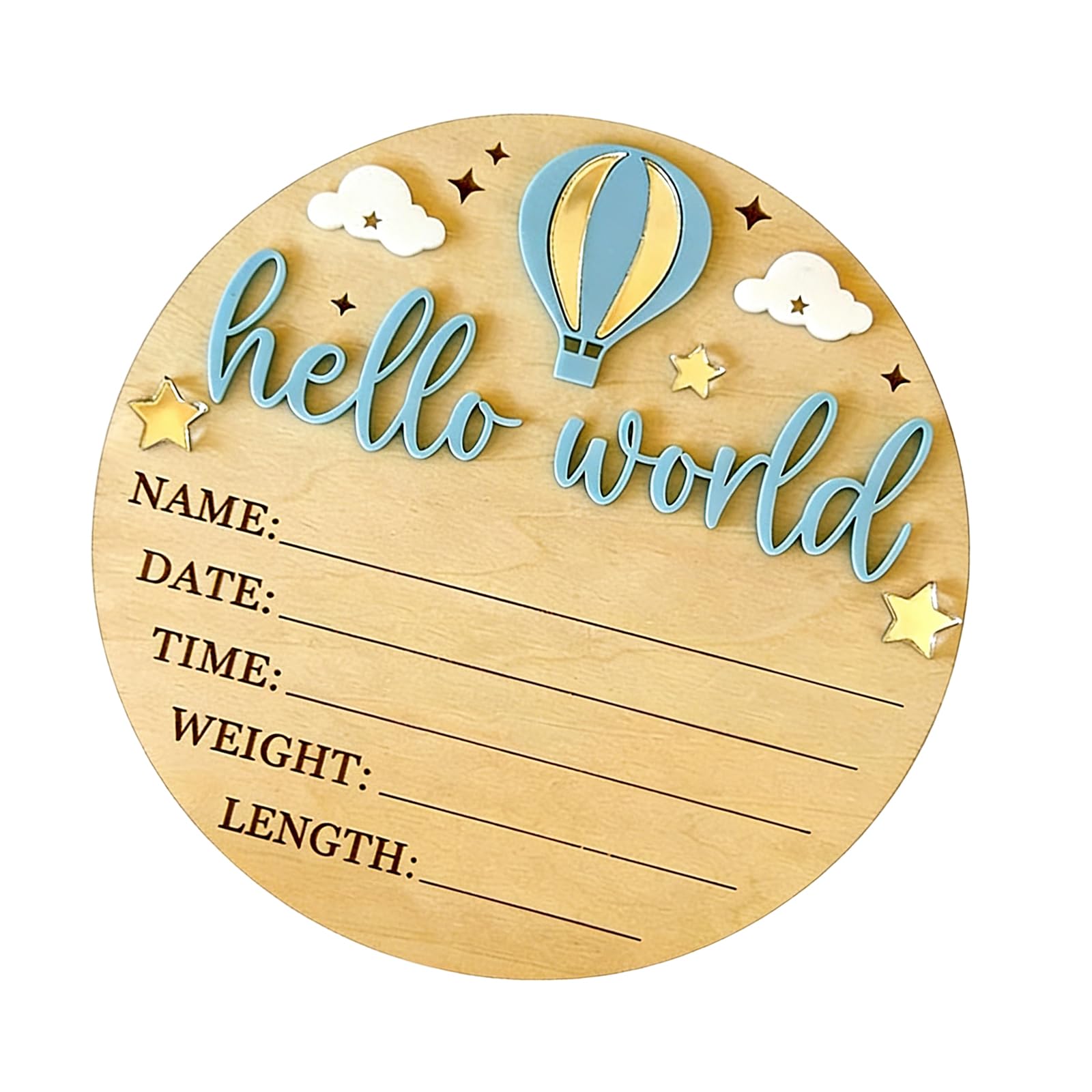OSNIYAW Personalize Newborns Keepsakes Board for Birth Detail in Star Theme Baby Birth Announcement Sign