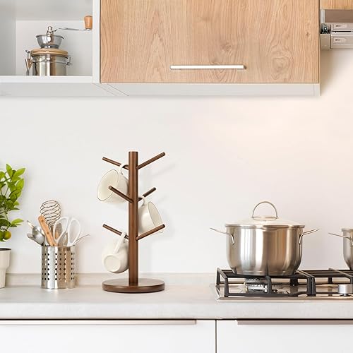 Vista 6 de MyLifeUNIT Soporte para tazas, soporte para tazas de café con 6 ganchos (marrón)