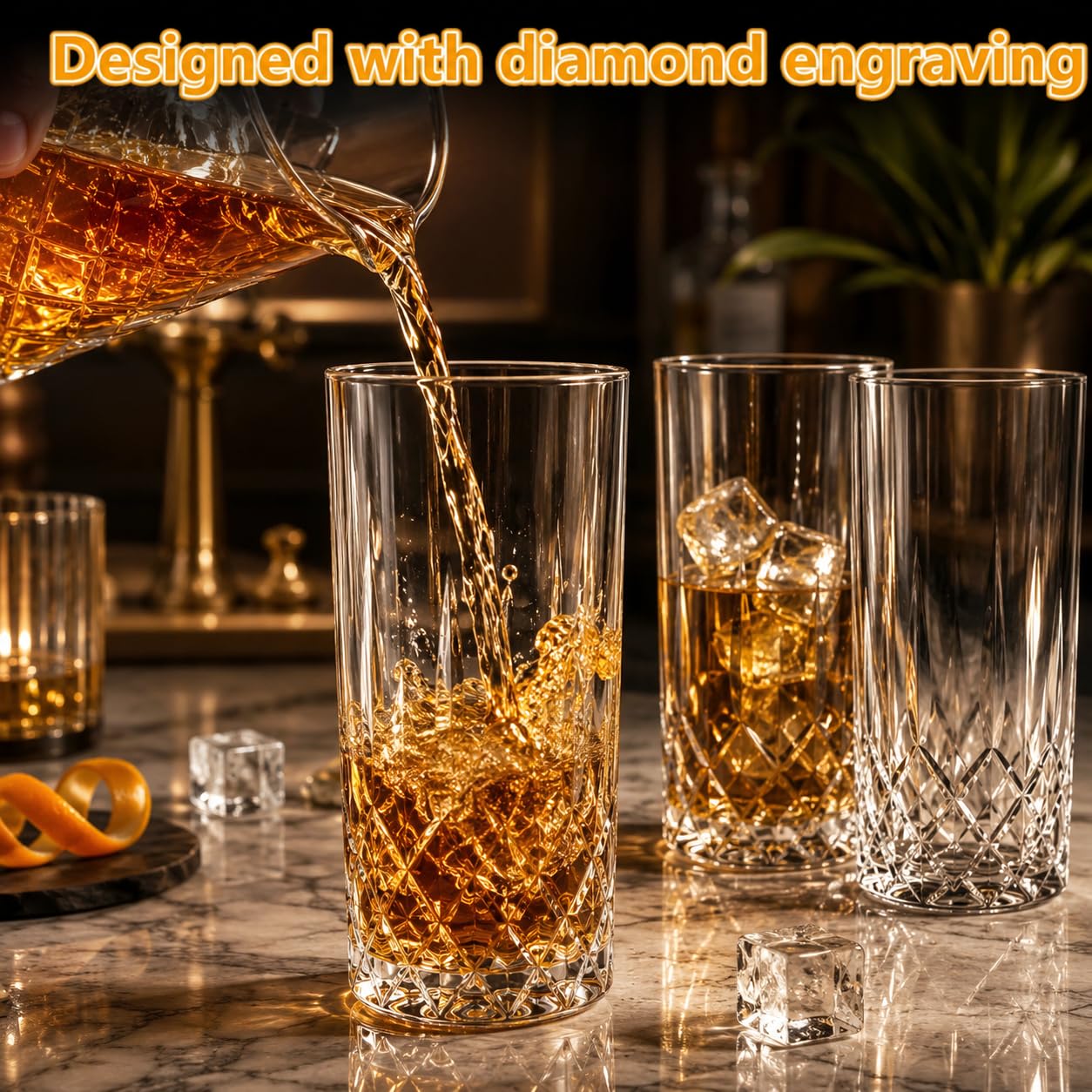 Highball-Trinkgläser, 300 ml, Kristallglas, klares Highball-Glas, perfekt für Wasser, Cocktails, Saft, 12 Stück