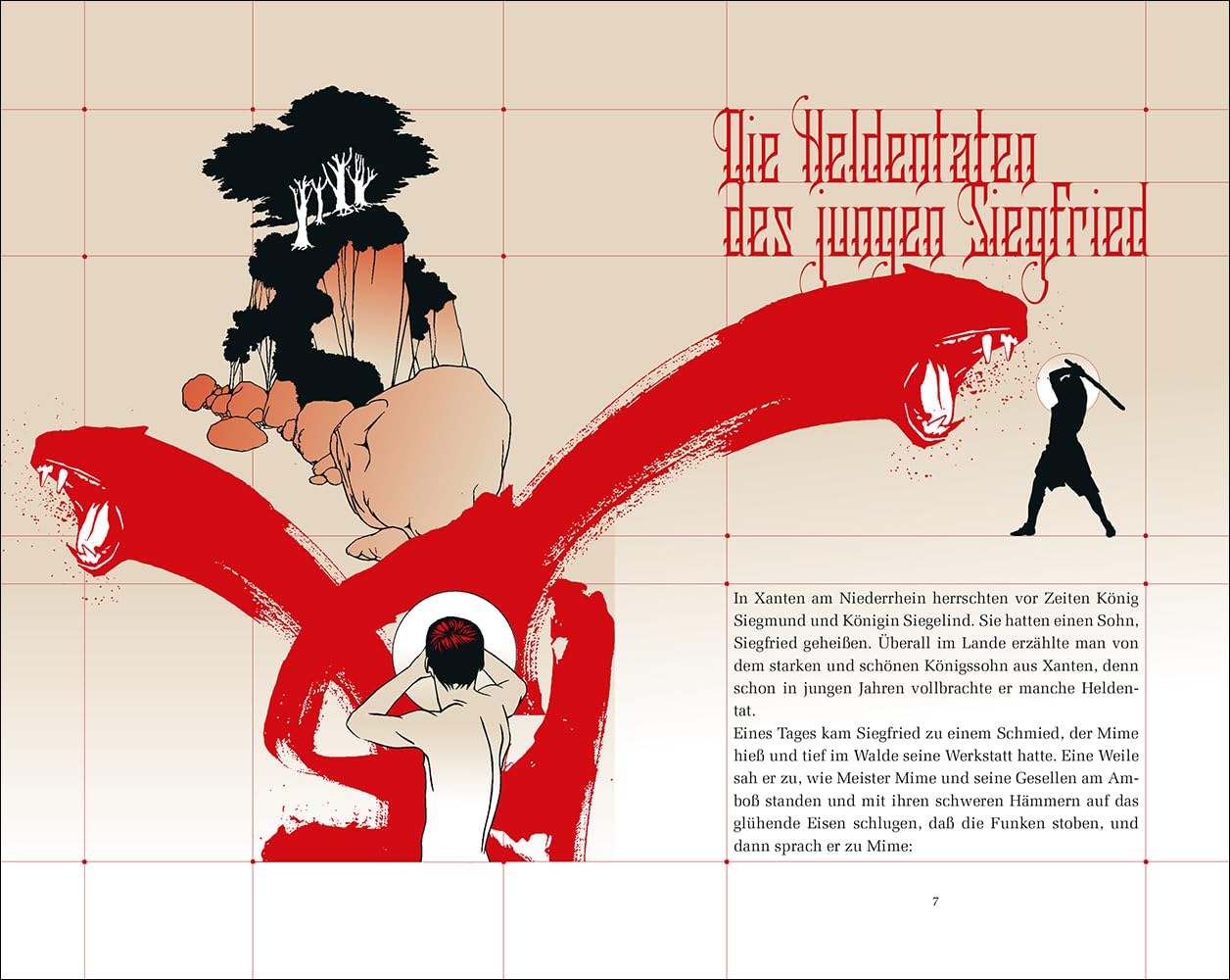 Die Nibelungen: Farbintensiv und ausdrucksvoll in Szene gesetzt vom Illustrator Burkhard Neie | Großformatige Sonderausgabe (Insel-Bücherei)